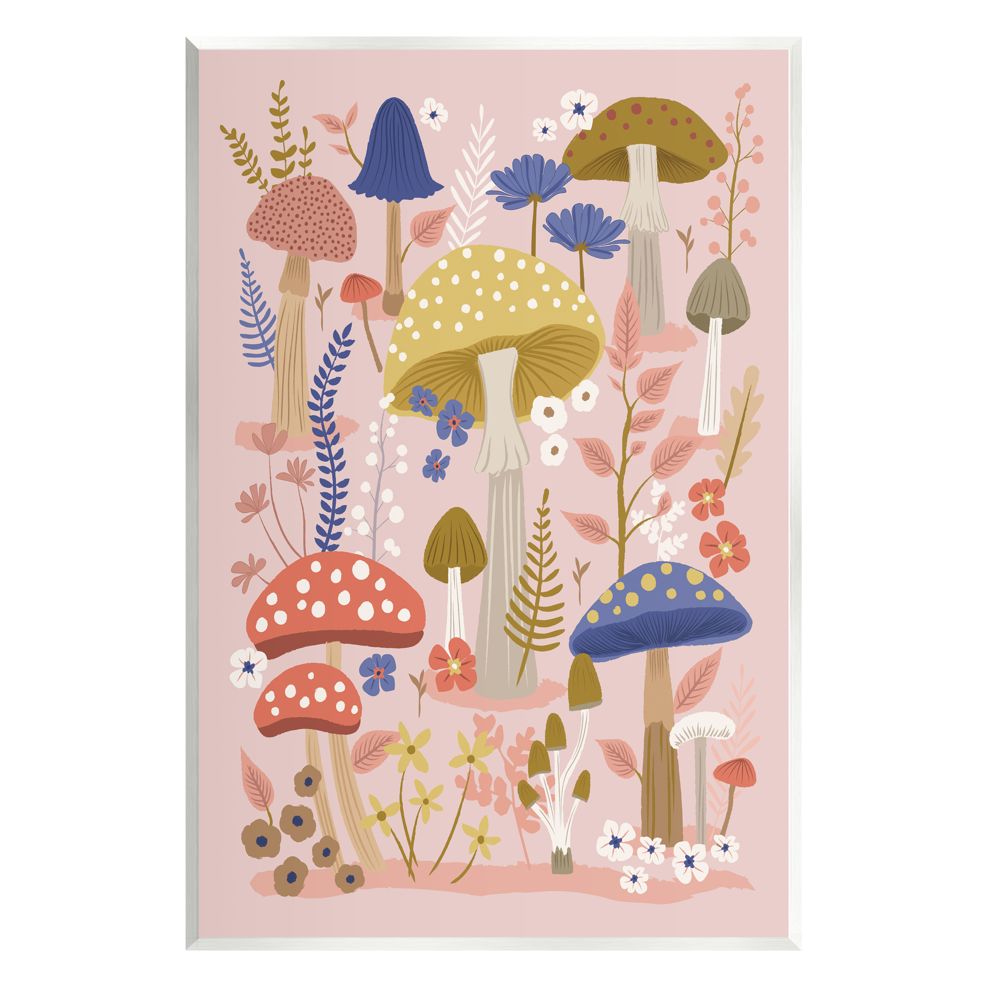 Stupell Industries Mushrooms & Botanical Pattern Botanical & Floral Painting Unframed Art Print Wall Art, 13 x 19