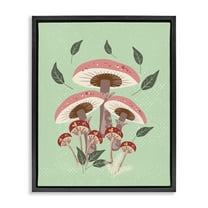 Stupell Industries Mushrooms & Falling Leaves Botanical & Floral Painting Black Floater Framed Art Print Wall Art, 17 x 21