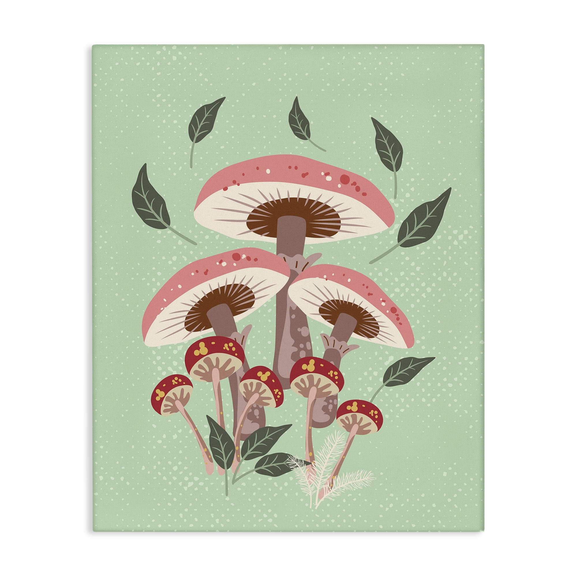 Stupell Industries Mushrooms & Falling Leaves Botanical & Floral Painting Gallery Wrapped Canvas Art Print Wall Art, 36 x 48
