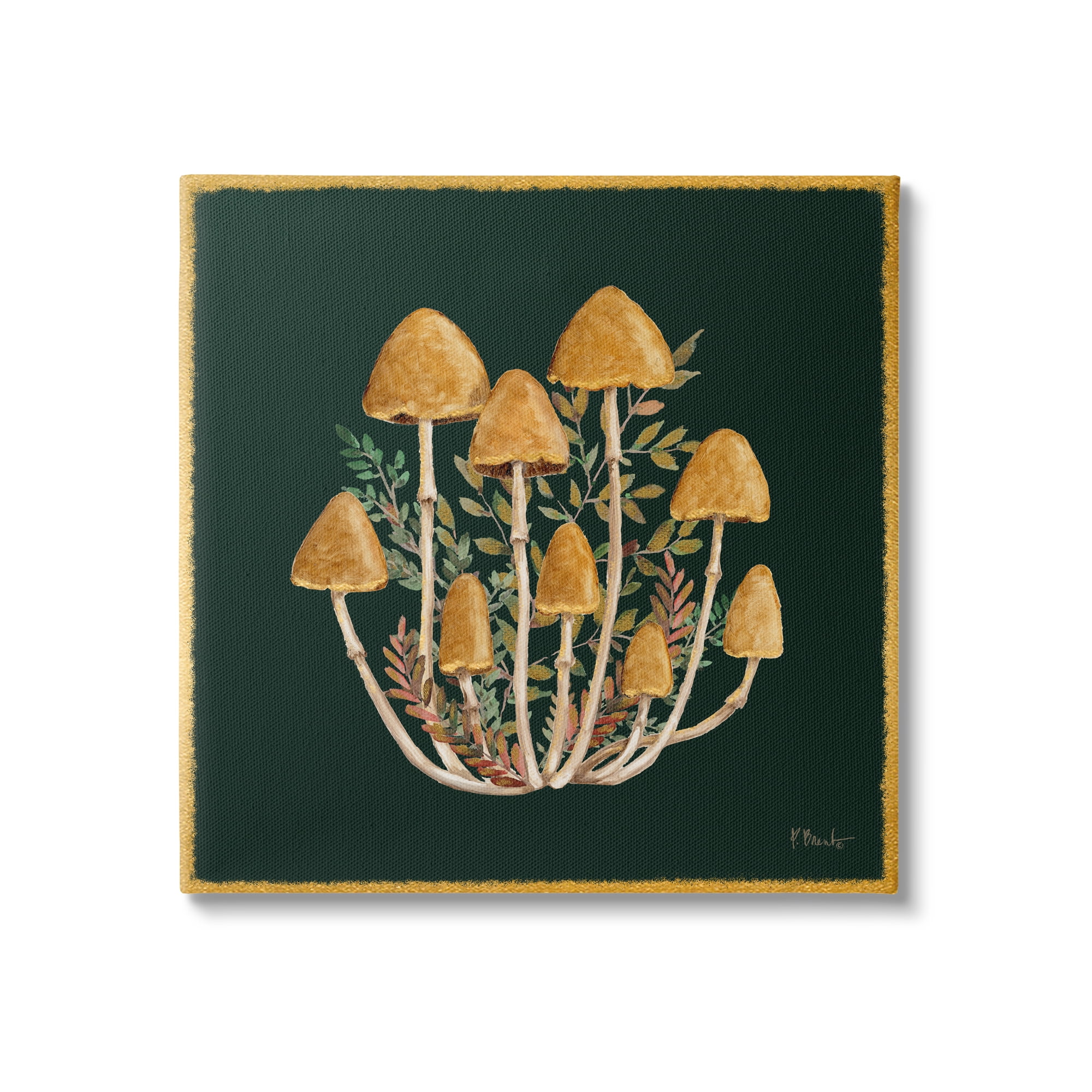 Stupell Industries Mushrooms & Leaves Nature Botanical & Floral Painting Gallery Wrapped Canvas Print Wall Art, 30 x 30