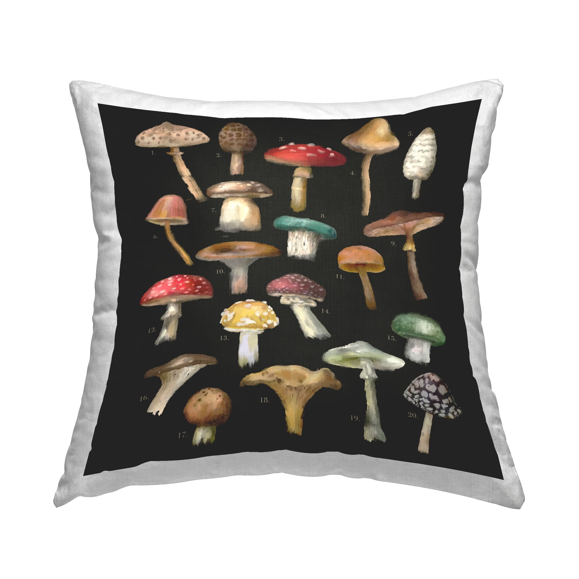 Stupell Industries Mushrooms Species Diagrams Nature Square Decorative Printed Throw Pillow, 18 x 18,