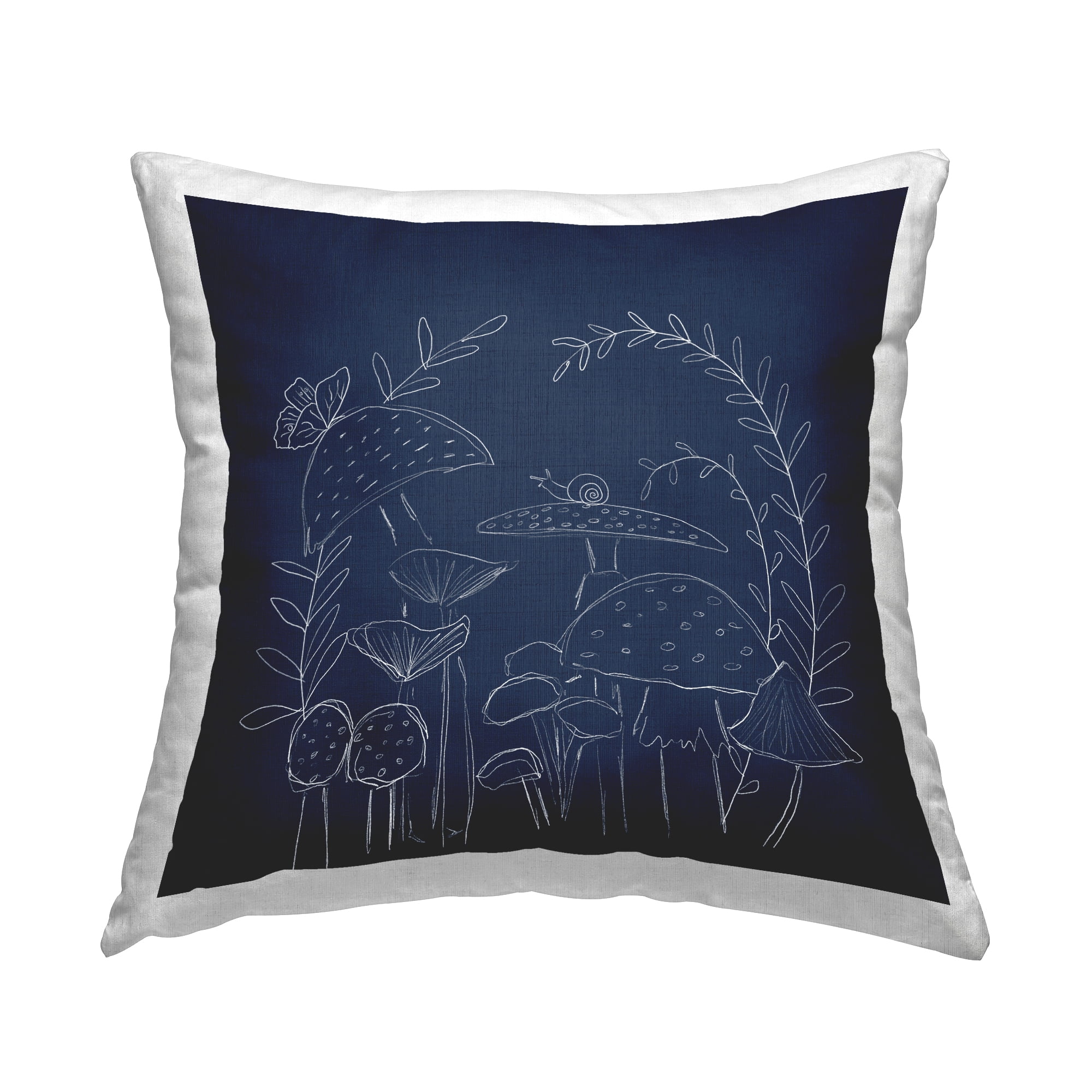 Stupell Industries Mushrooms on Blue Decorative Printed Throw Pillow Design by Lucille Price.