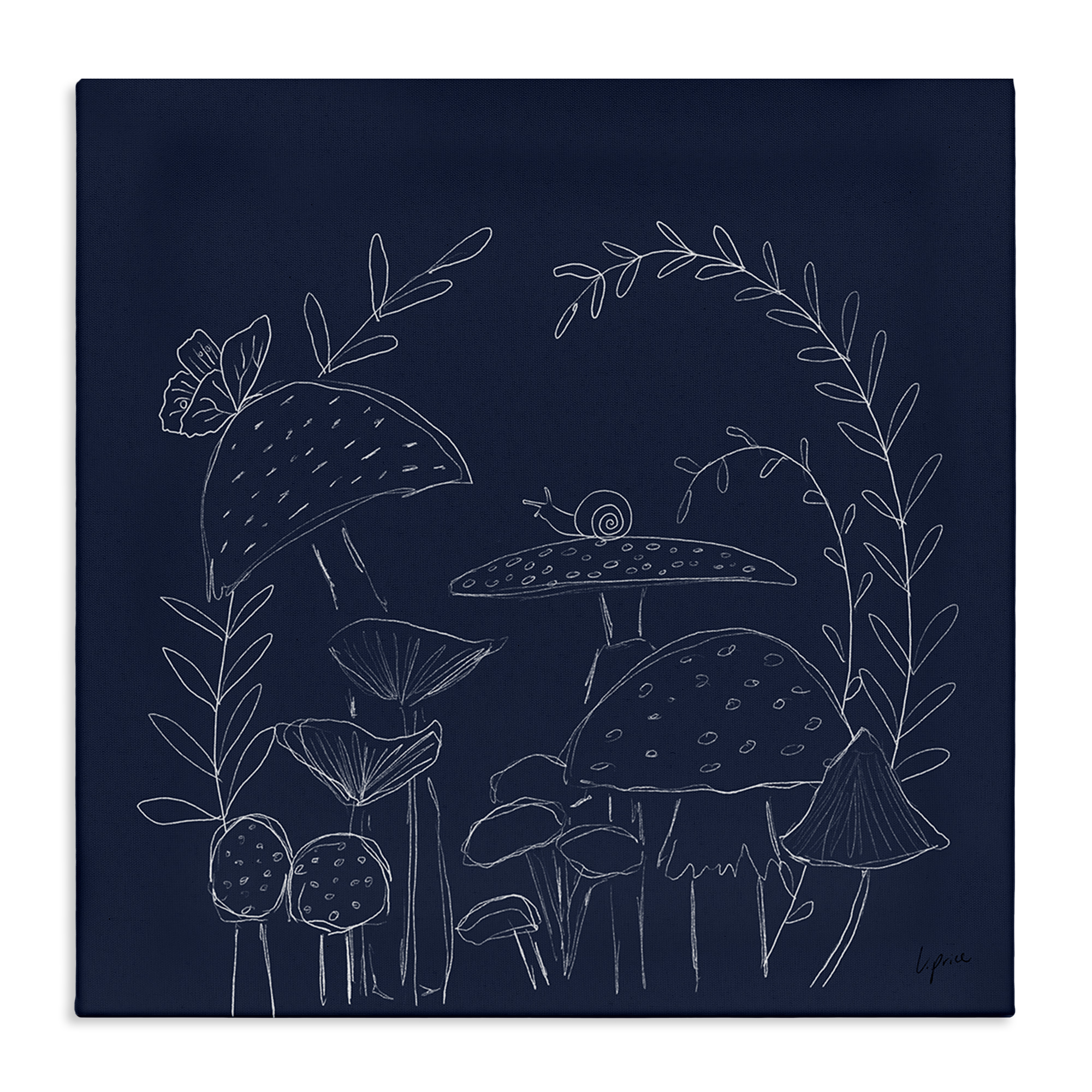 Stupell Industries Mushrooms on Blue Plants & Flowers Painting Wrapped Canvas Art Print Wall Art, 30 x 30