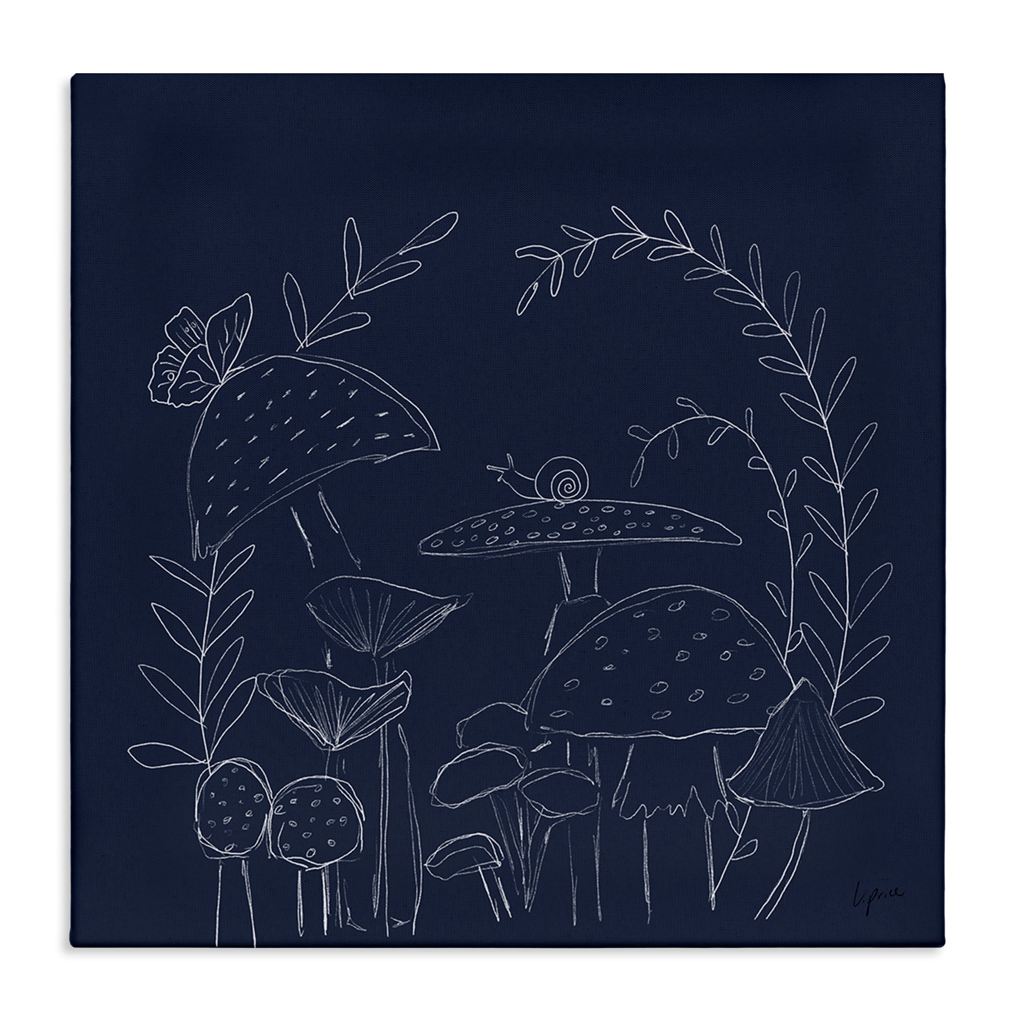 Stupell Industries Mushrooms on Blue Plants & Flowers Painting Wrapped Canvas Art Print Wall Art, 36 x 36