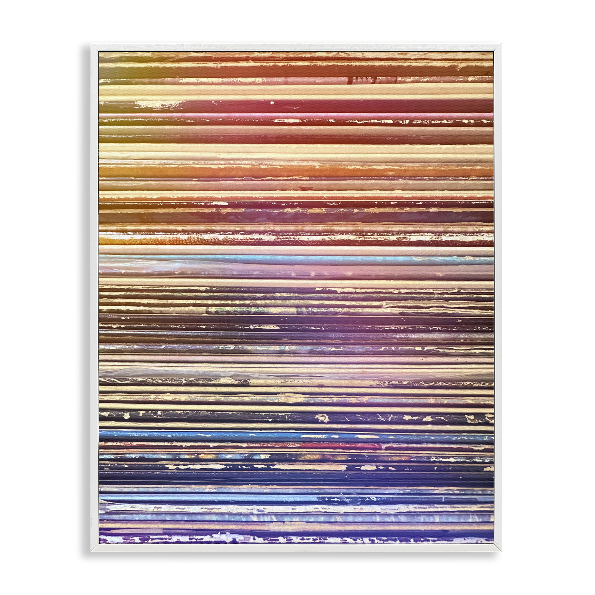 Stupell Industries Music Album Record Edges Abstract Painting White Framed Art Print Wall Art, 16 x 20