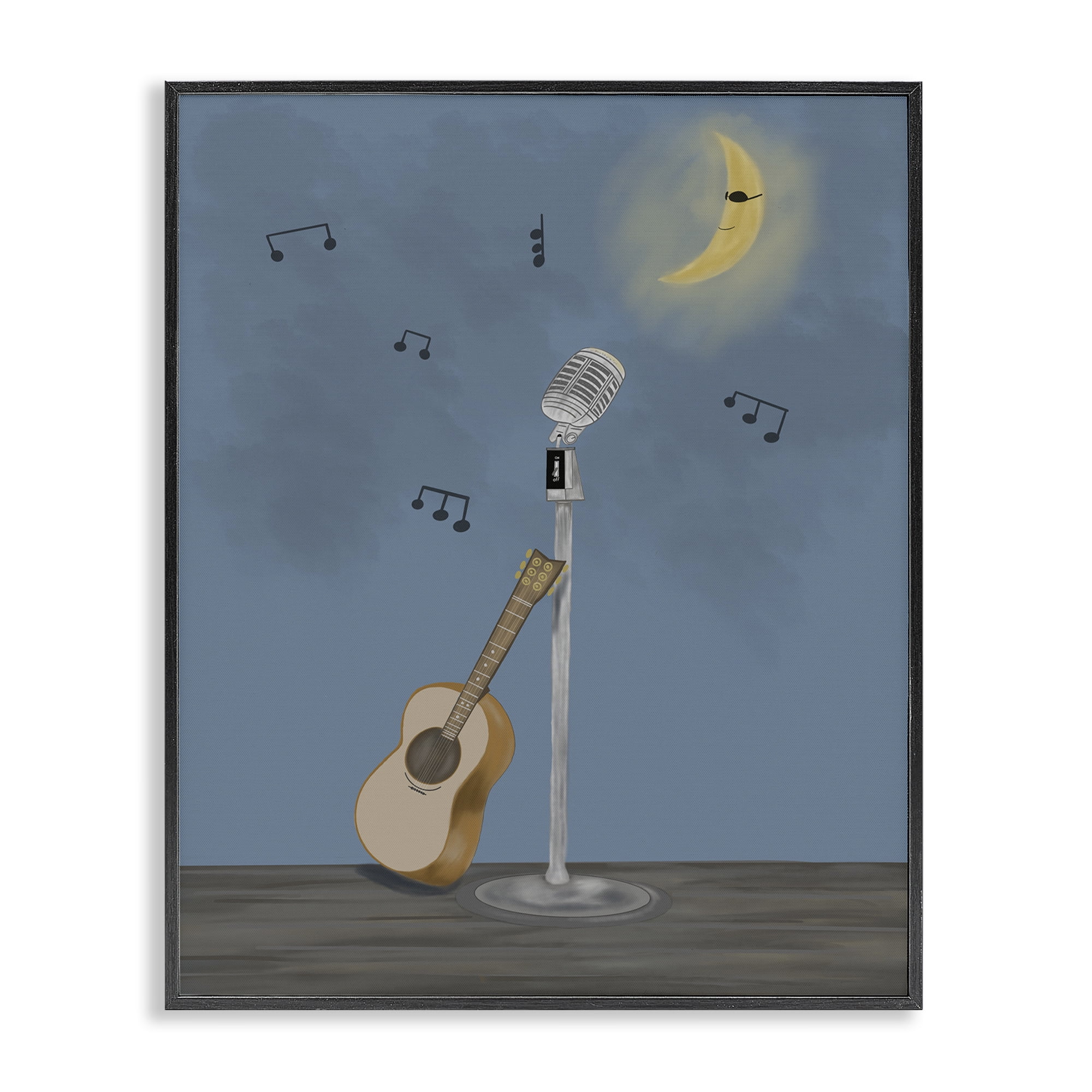Stupell Industries Music And Moon Stage Black Framed Giclee Art, design by Leslie Hermosa
