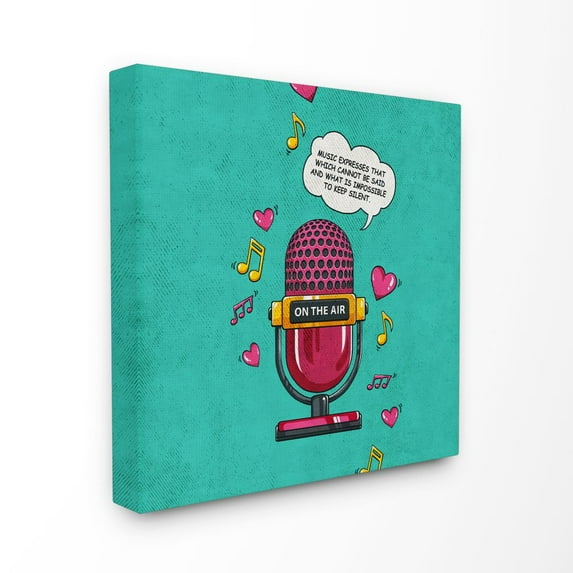 Stupell Industries Music Expresses Vintage Comic Book Blue Pink Design Canvas Wall Art by Ester Kay