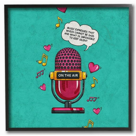 Stupell Industries Music Expresses Vintage Comic Book Blue Pink Design Framed Wall Art by Ester Kay