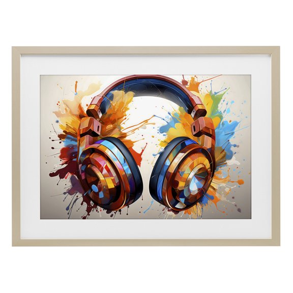 Stupell Industries Music In Color Splatter Birch Framed Print Under Glass, design by Creative Studio