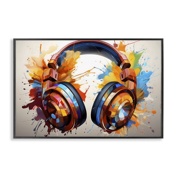 Stupell Industries Music In Color Splatter Black Framed Giclee Art, design by Creative Studio