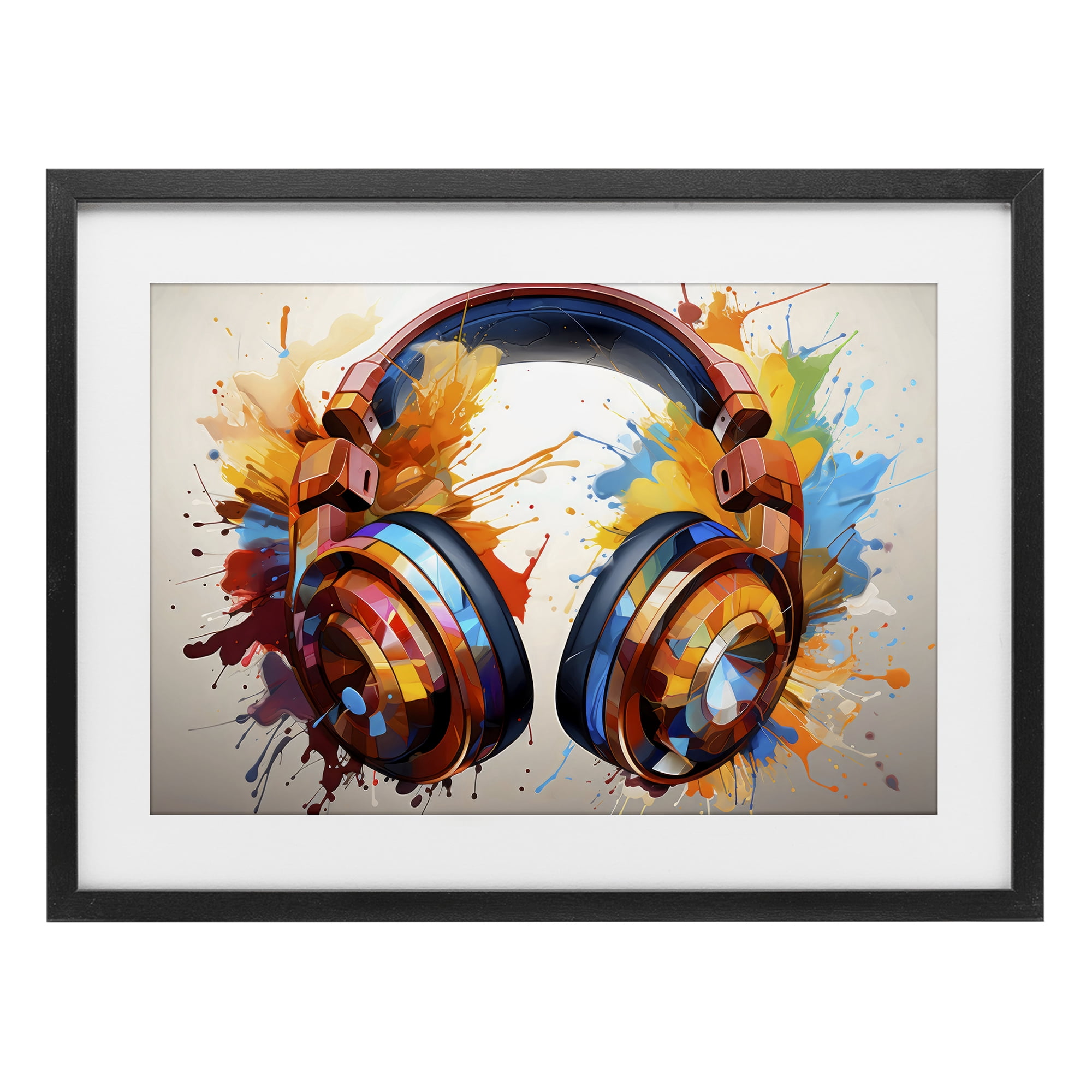 Stupell Industries Music In Color Splatter Black Framed Print Under Glass, design by Creative Studio