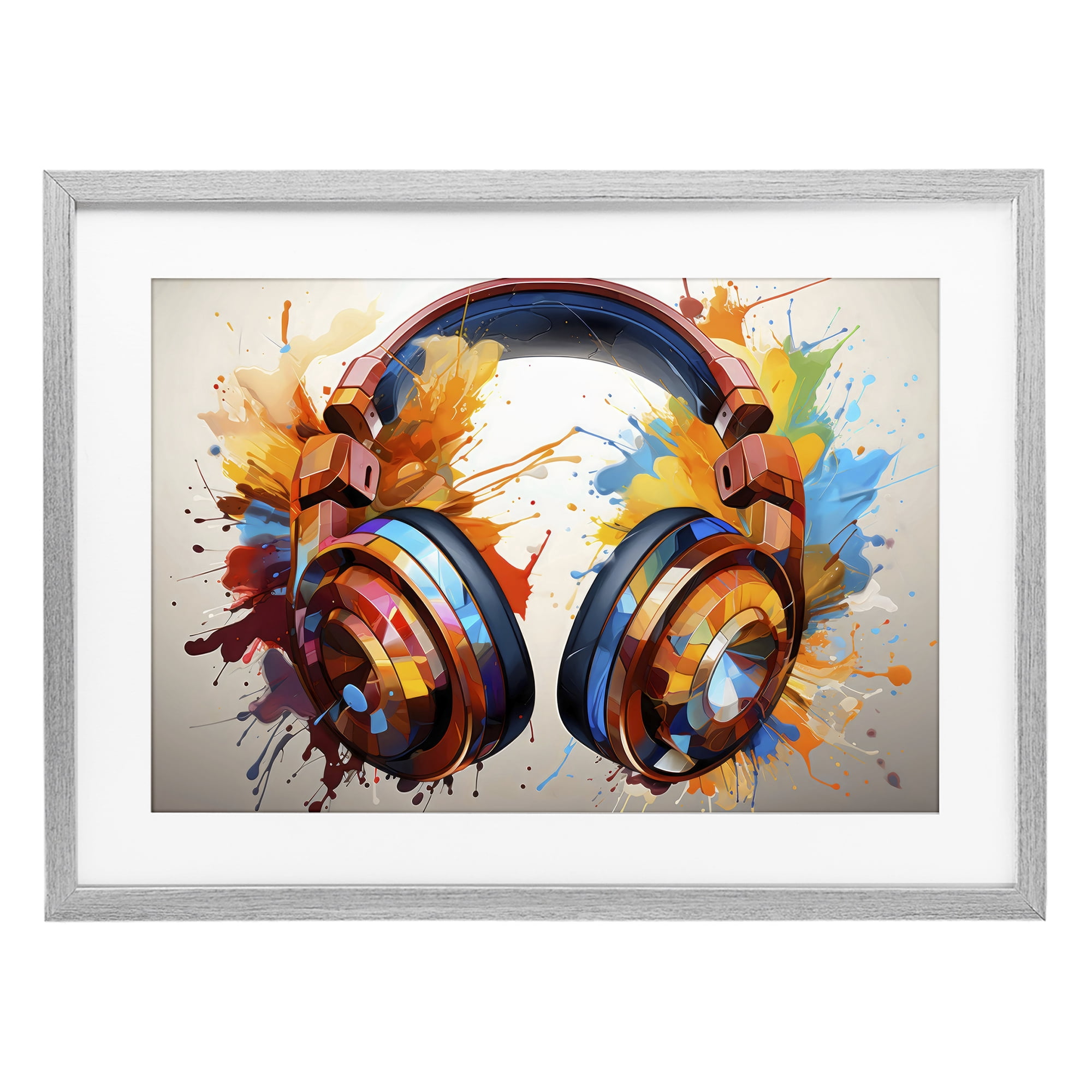 Stupell Industries Music In Color Splatter Gray Framed Print Under Glass, design by Creative Studio