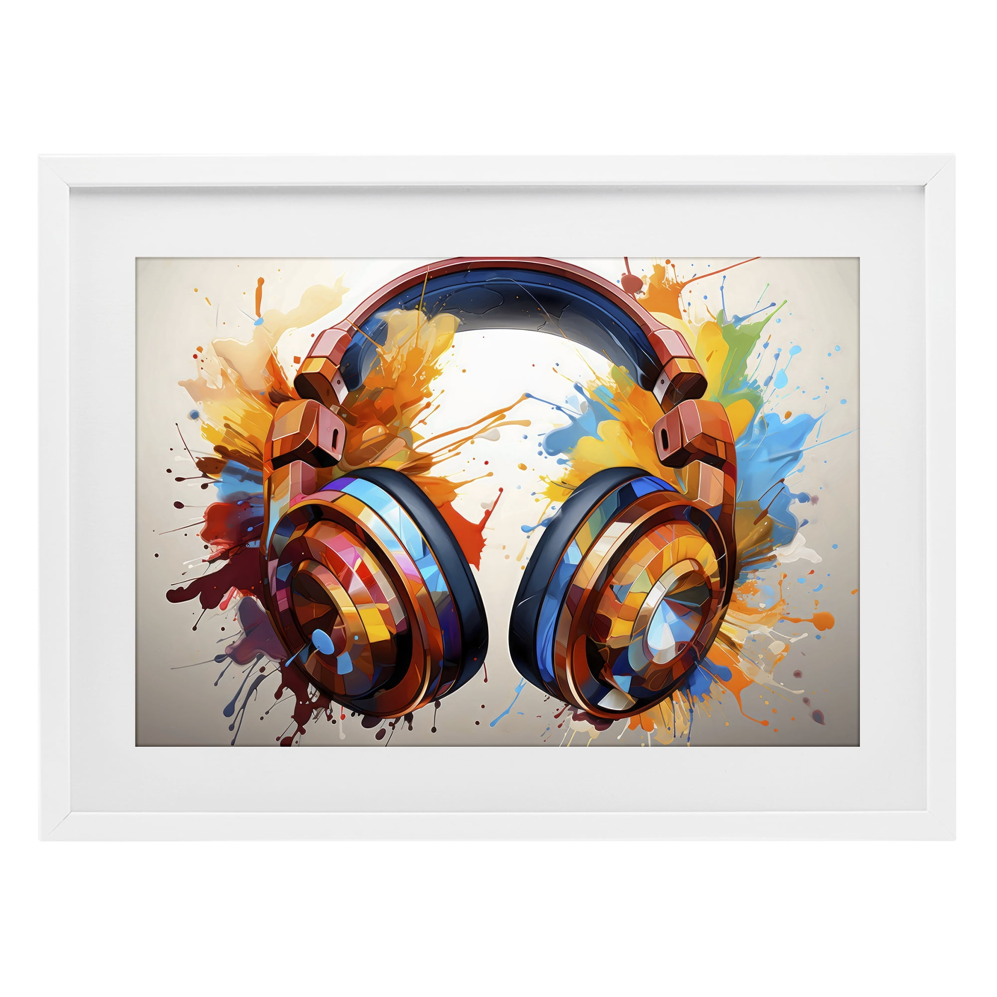 Stupell Industries Music In Color Splatter White Framed Print Under Glass, design by Creative Studio