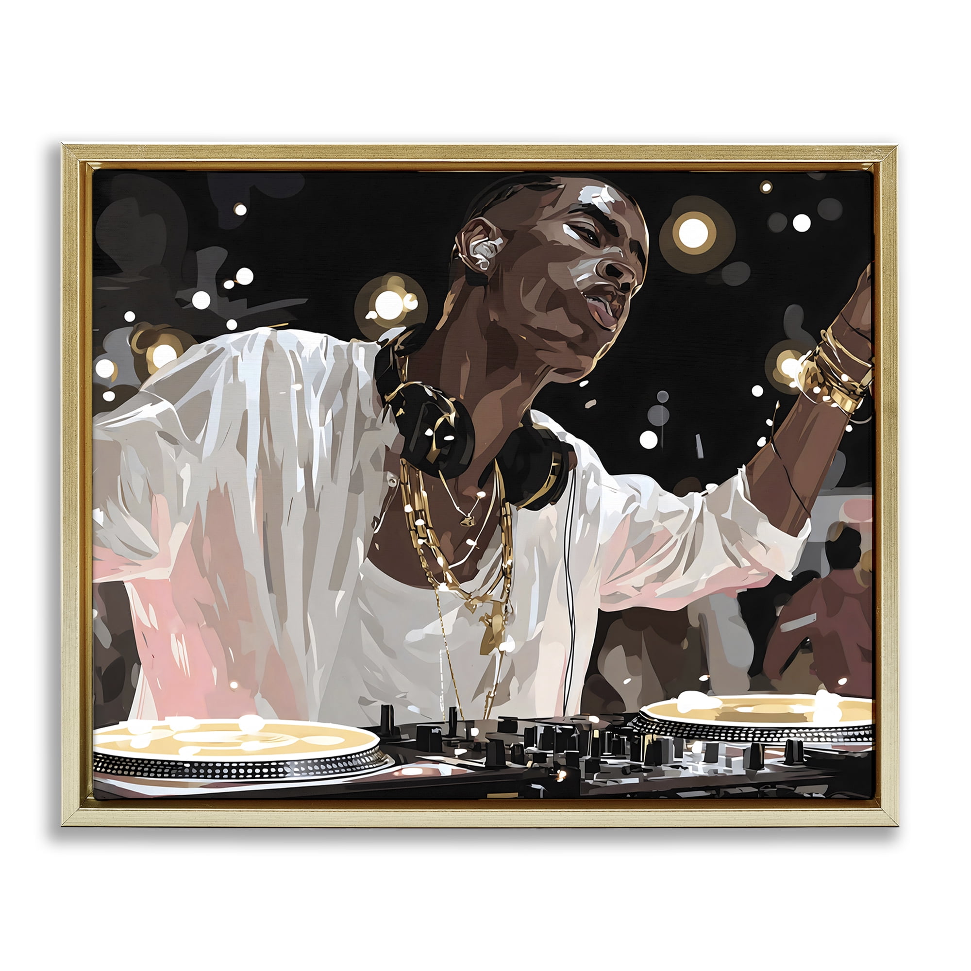 Stupell Industries Music In His Soul Gold Framed Floater Canvas Wall Art, design by Franklyn Gregory