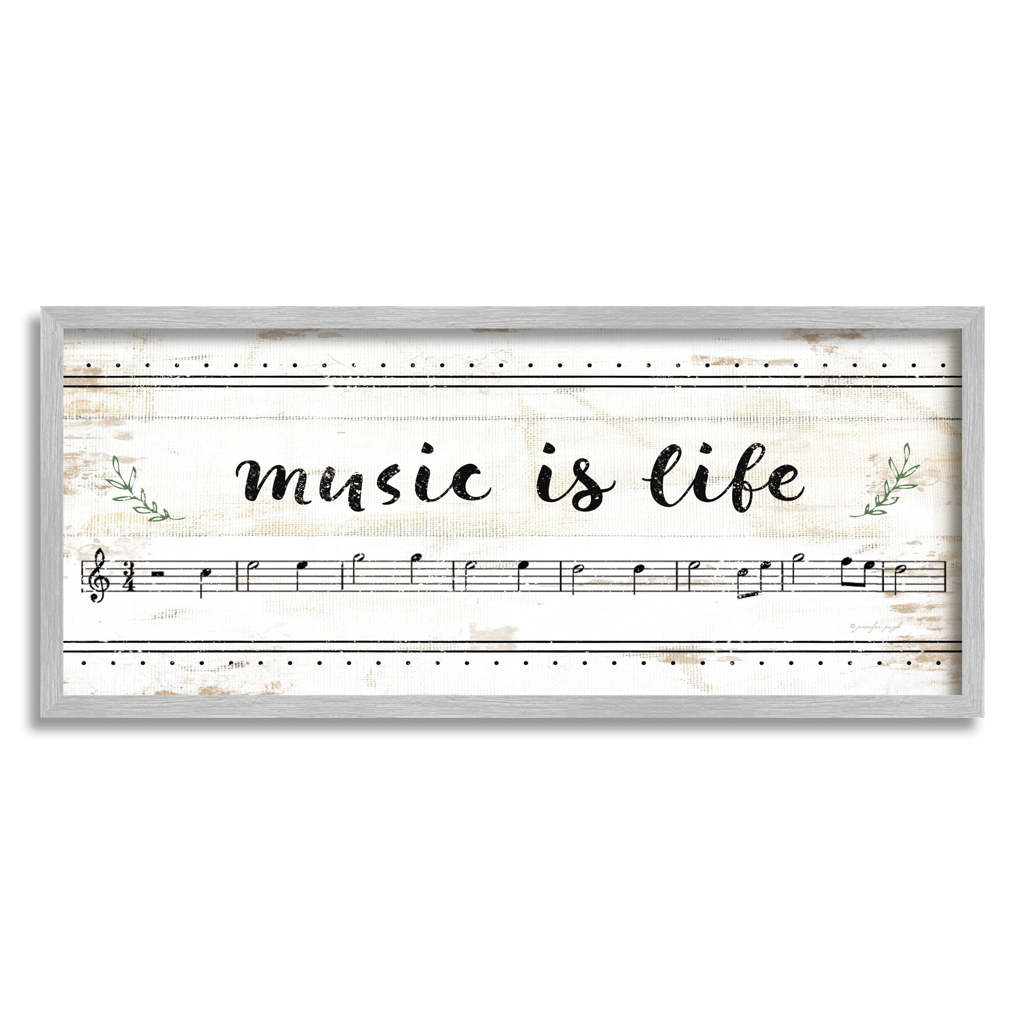Stupell Industries Music Is Life Composition Paper with Black and White Notes, 10 x 24,Design by Jennifer Pugh