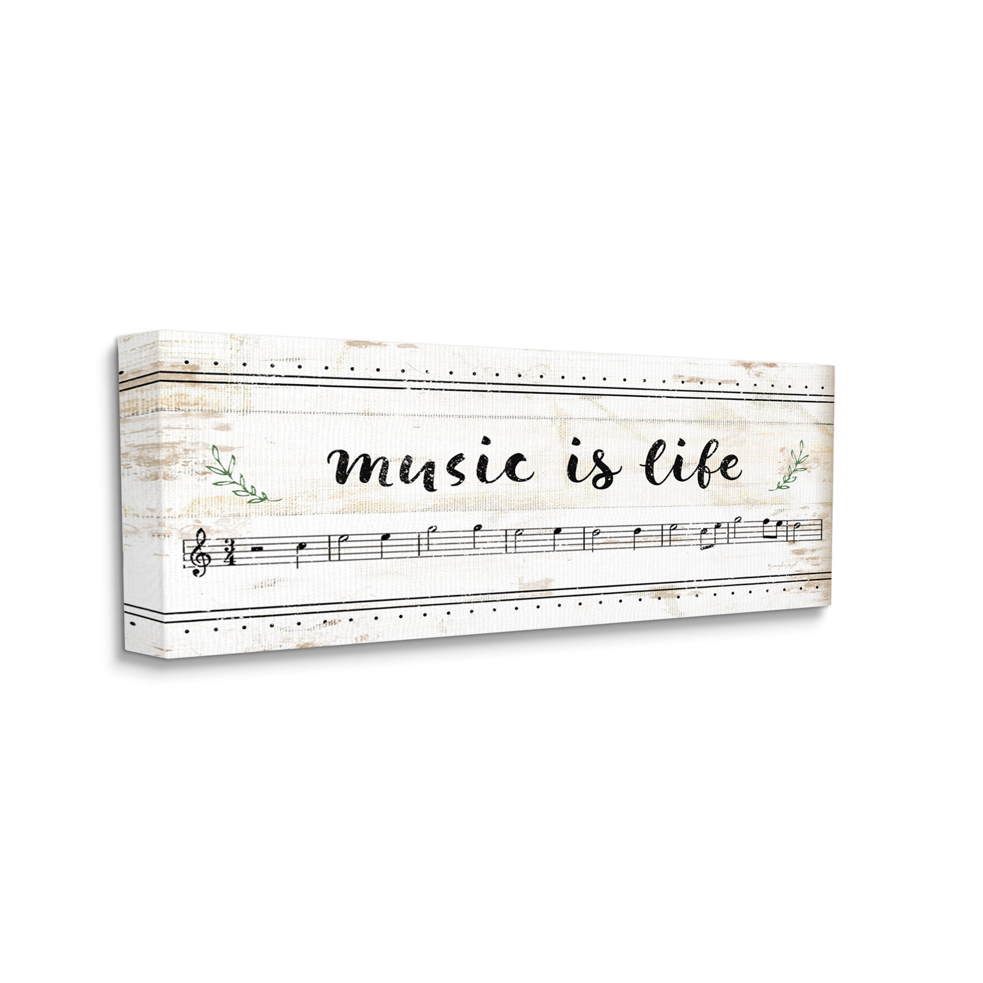 Stupell Industries Music Is Life Composition Paper with Black and White Notes, 17 x 40,Design by Jennifer Pugh