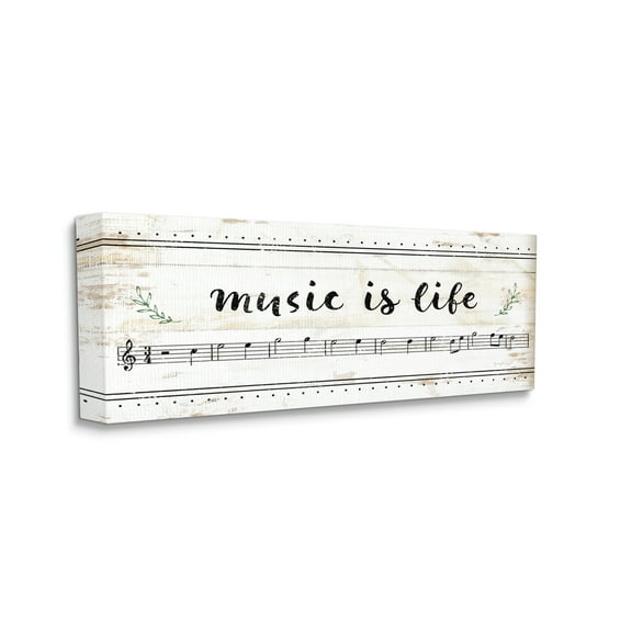 Stupell Industries Music Is Life Composition Paper with Black and White Notes, 20 x 48,Design by Jennifer Pugh