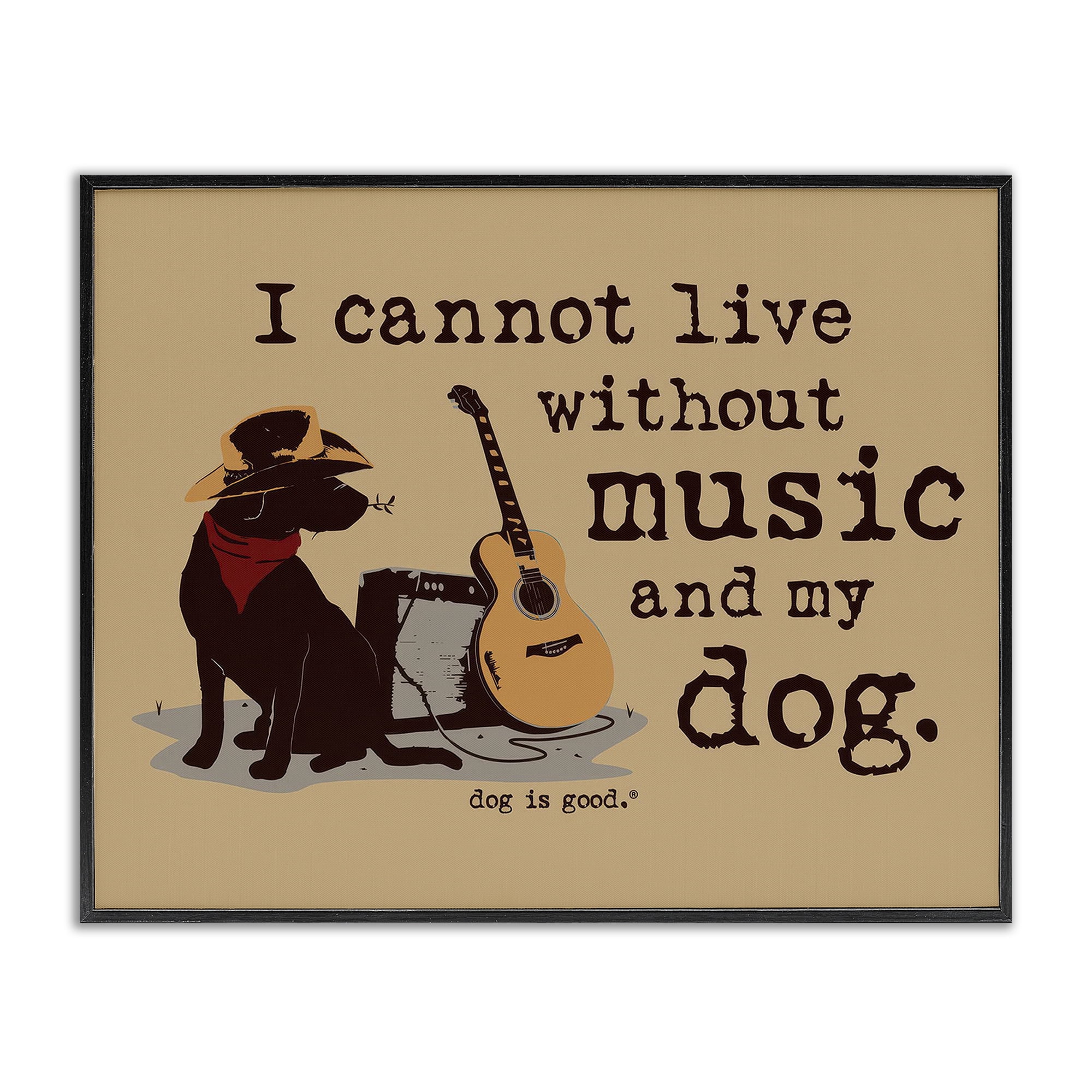 Stupell Industries Music & My Dog Animals Painting Black Framed Art Print Wall Art, 30 x 24