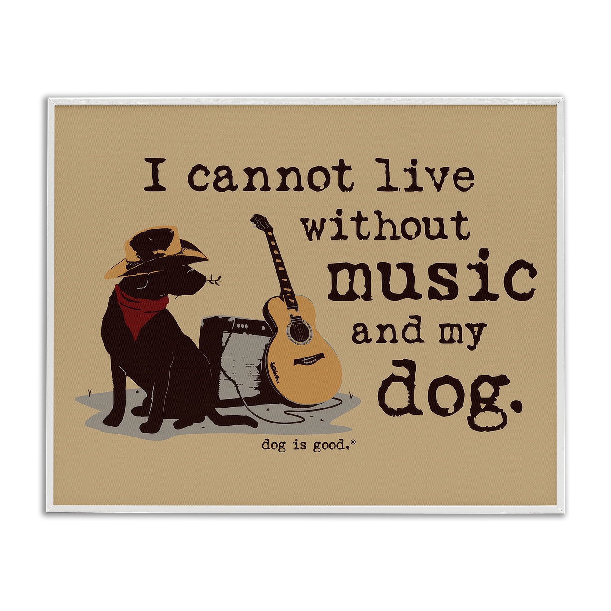 Stupell Industries Music & My Dog Animals Painting White Framed Art Print Wall Art, 20 x 16