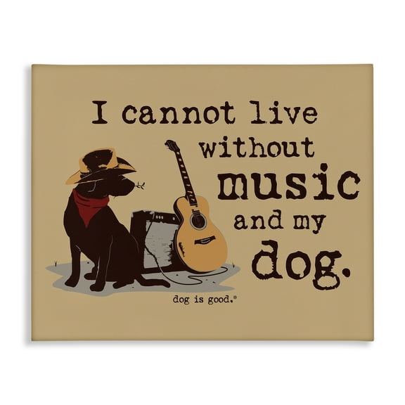 Stupell Industries Music & My Dog Animals Painting Wrapped Canvas Art Print Wall Art, 20 x 16