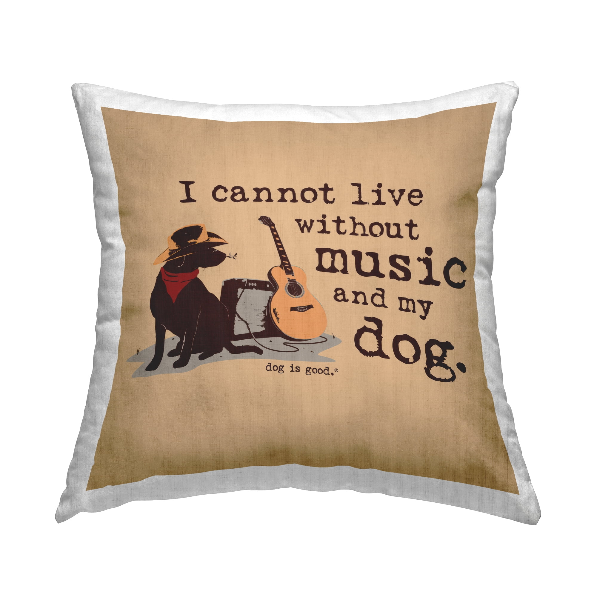 Stupell Industries Music & My Dog Decorative Printed Throw Pillow Design by Dog Is Good.