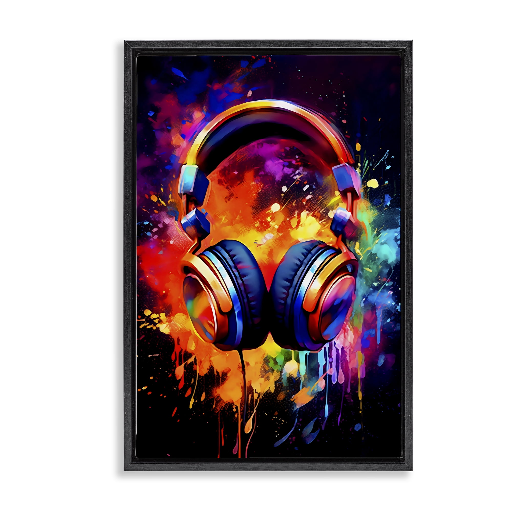 Stupell Industries Musical Color Pop Splash Black Framed Floater Canvas Wall Art, design by Creative Studio