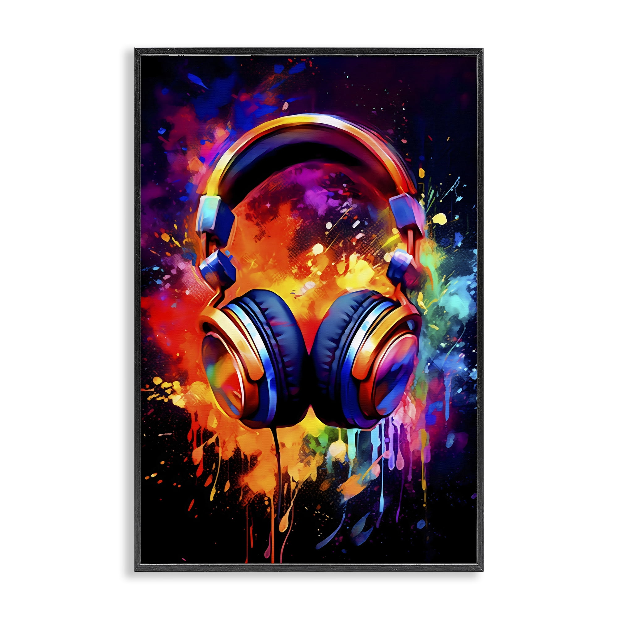 Stupell Industries Musical Color Pop Splash Black Framed Giclee Art, design by Creative Studio