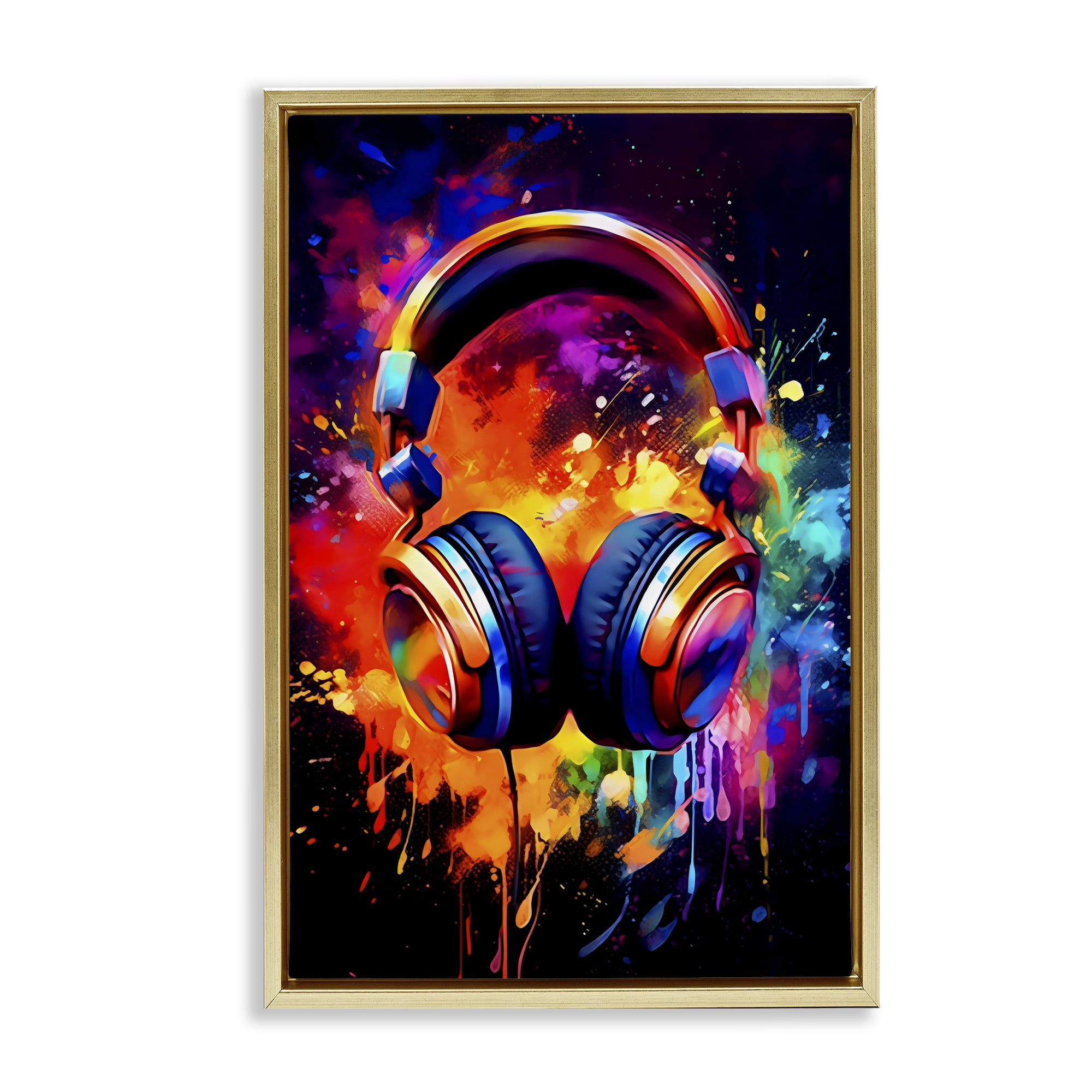 Stupell Industries Musical Color Pop Splash Gold Framed Floater Canvas Wall Art, design by Creative Studio