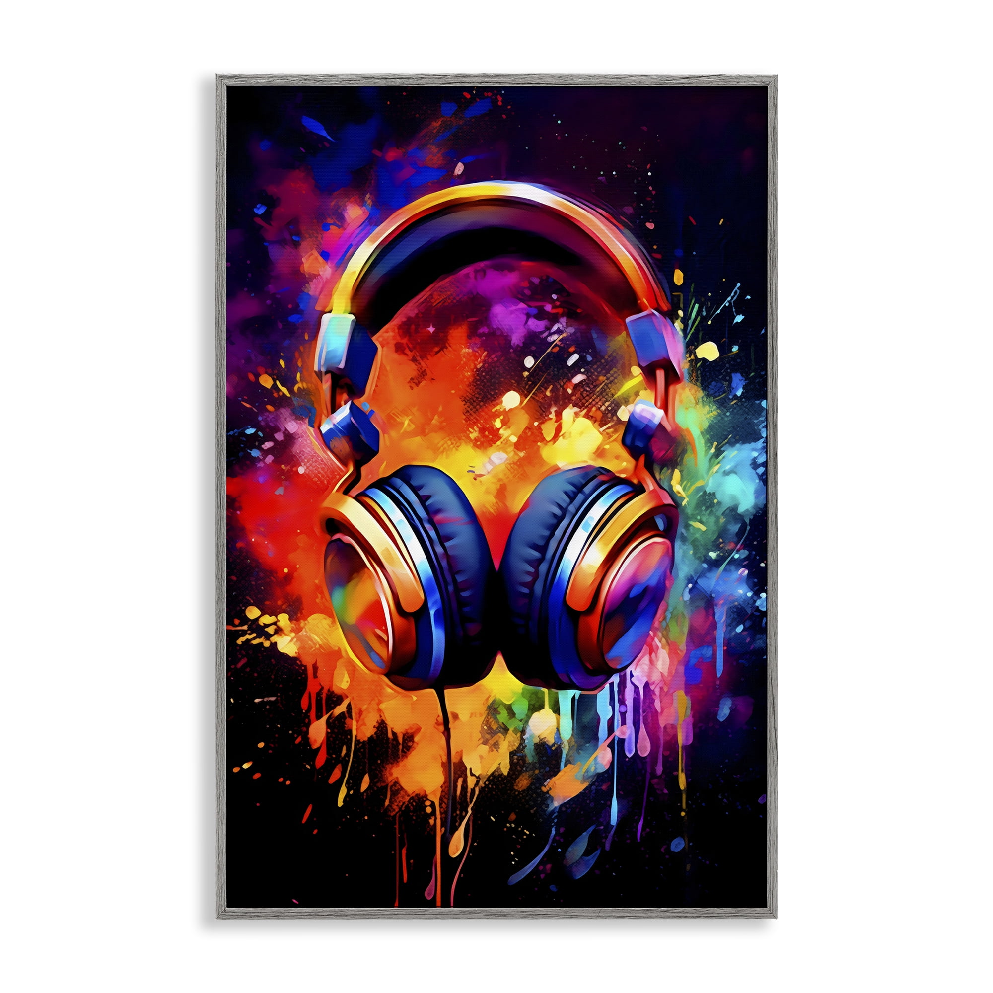 Stupell Industries Musical Color Pop Splash Gray Framed Giclee Art, design by Creative Studio