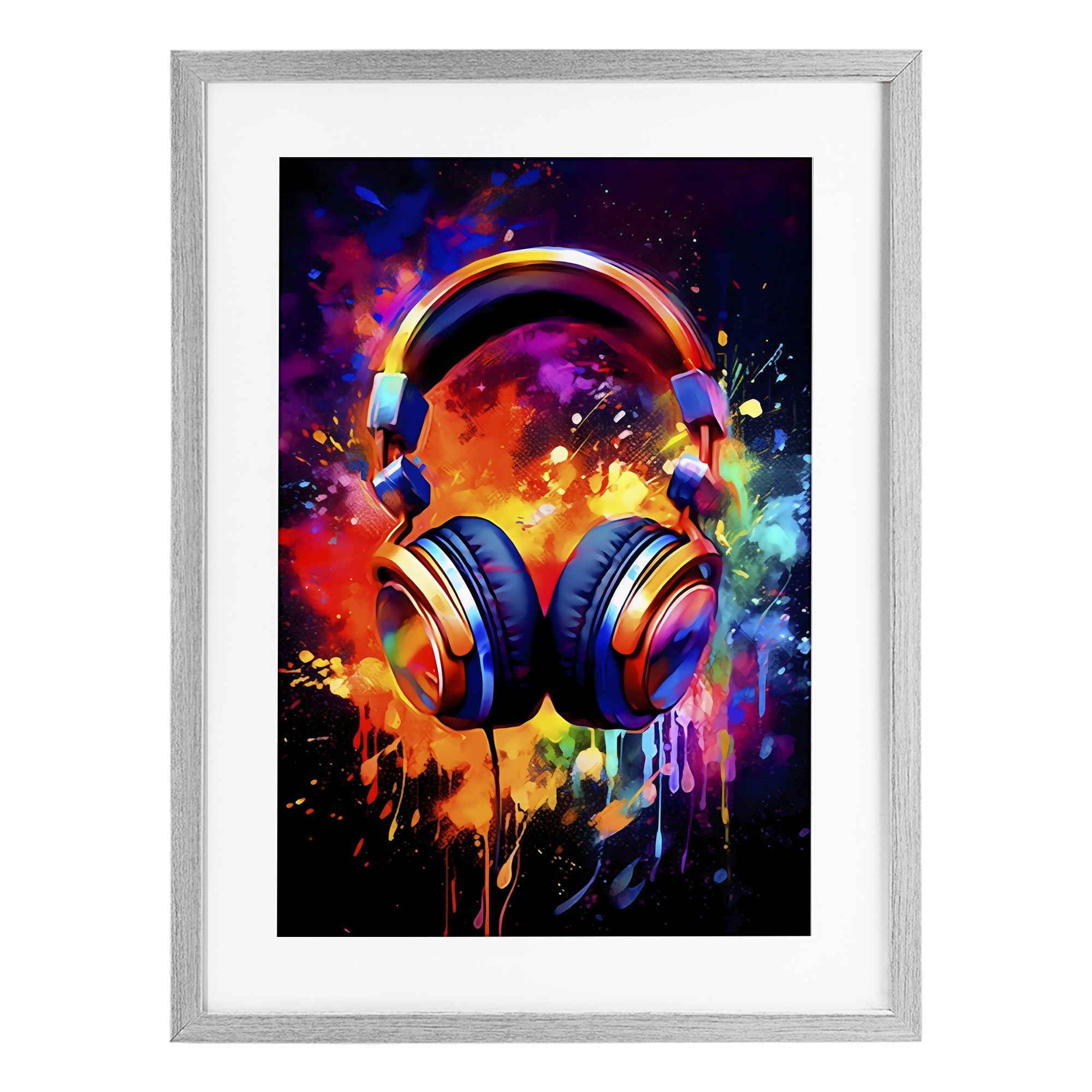 Stupell Industries Musical Color Pop Splash Gray Framed Print Under Glass, design by Creative Studio