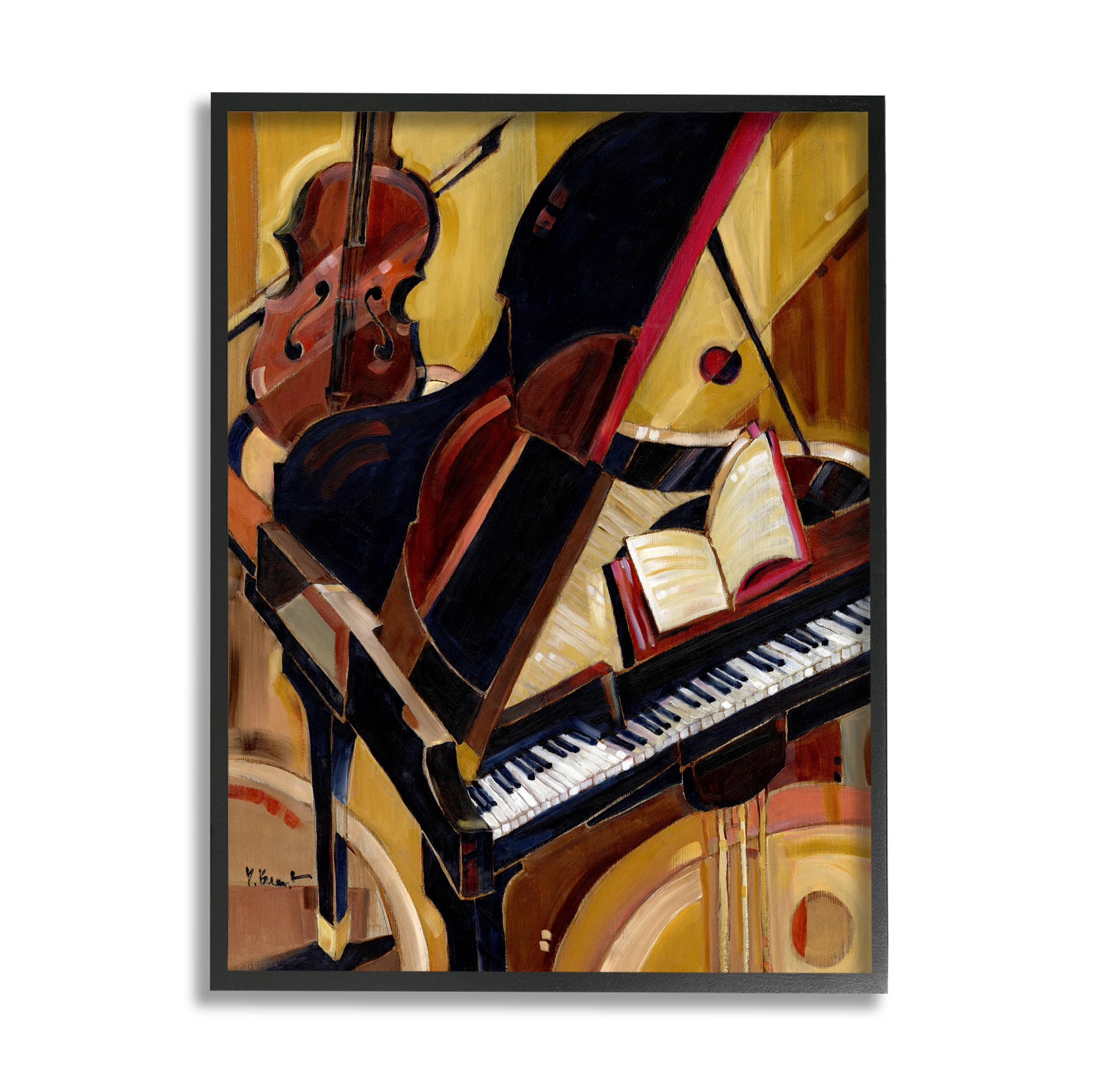 Stupell Industries Musical Instruments Modern Piano Painting Black Framed Art Print Wall Art, Design by Paul Brent