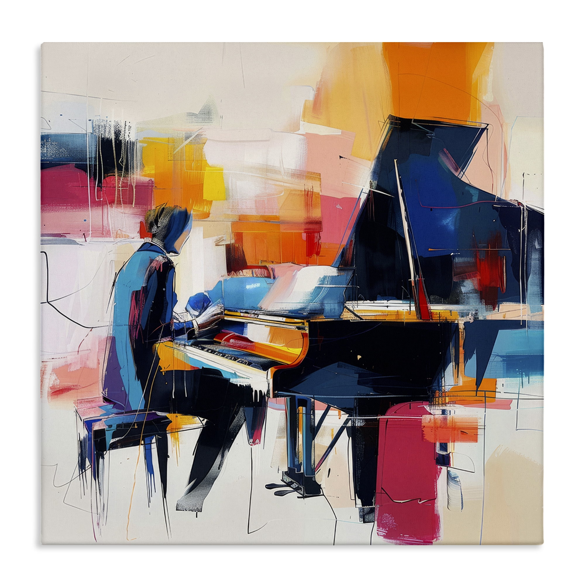 Stupell Industries Musical Melodies Piano Musician Performing Arts Painting Gallery Wrapped Canvas Art Print Wall Art, 36 x 36