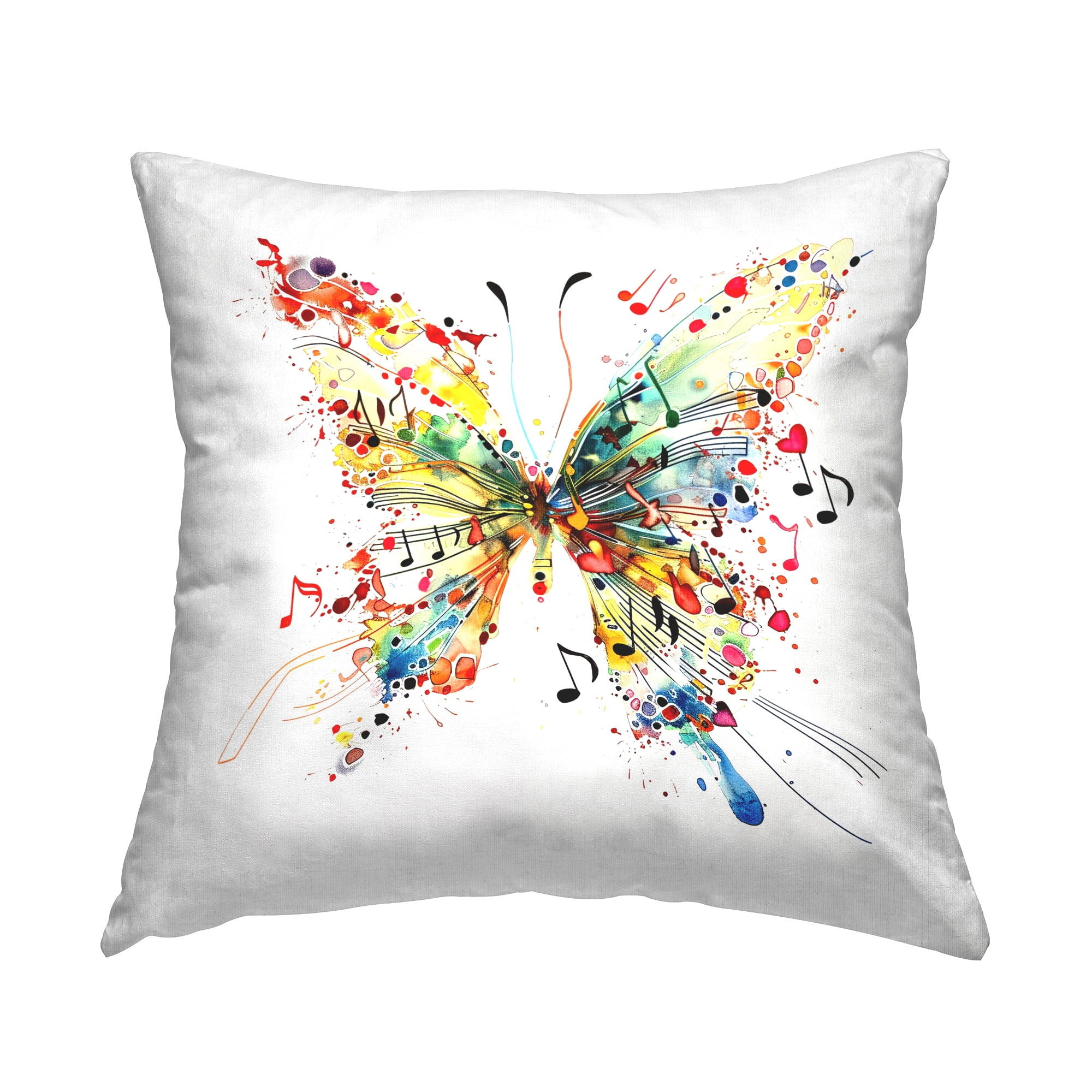 Stupell Industries Musical Song Butterfly Decorative Printed Throw Pillow Design by LSR Design Studio.