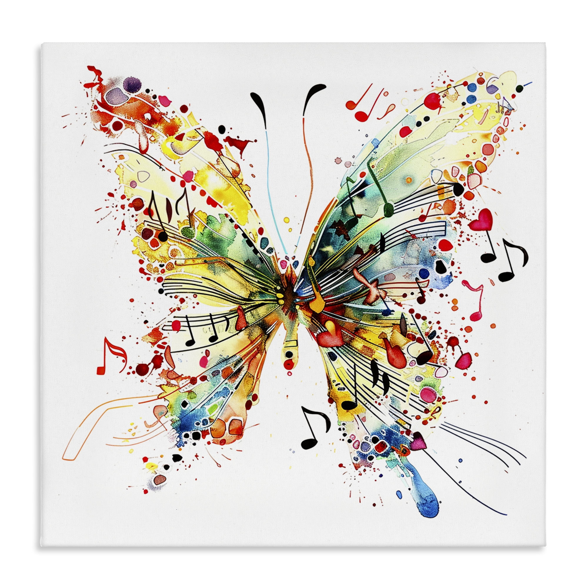 Stupell Industries Musical Song Butterfly Insects Painting Wrapped Canvas Art Print Wall Art, 30 x 30