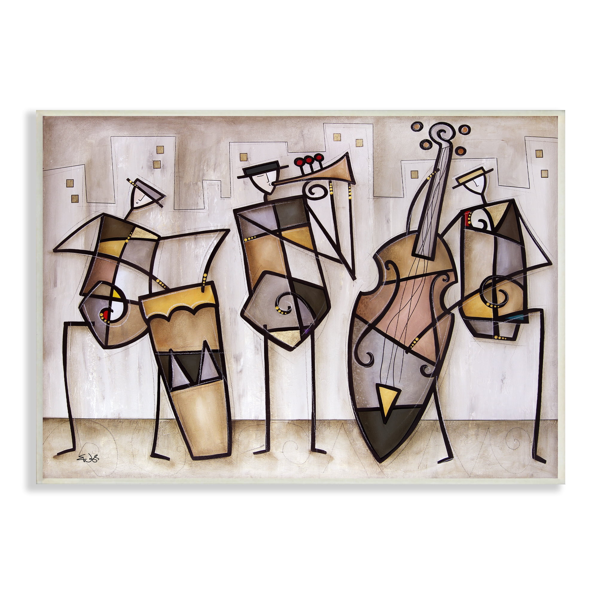Stupell Industries Musical Trio Abstract Modern Painting Wall Plaque by Eric Waugh