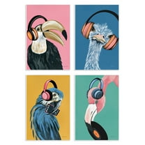 Stupell Industries Musical Tropical Birds Entertainment Painting Unframed Art Print Wall Art, 10 x 15, Set of 4