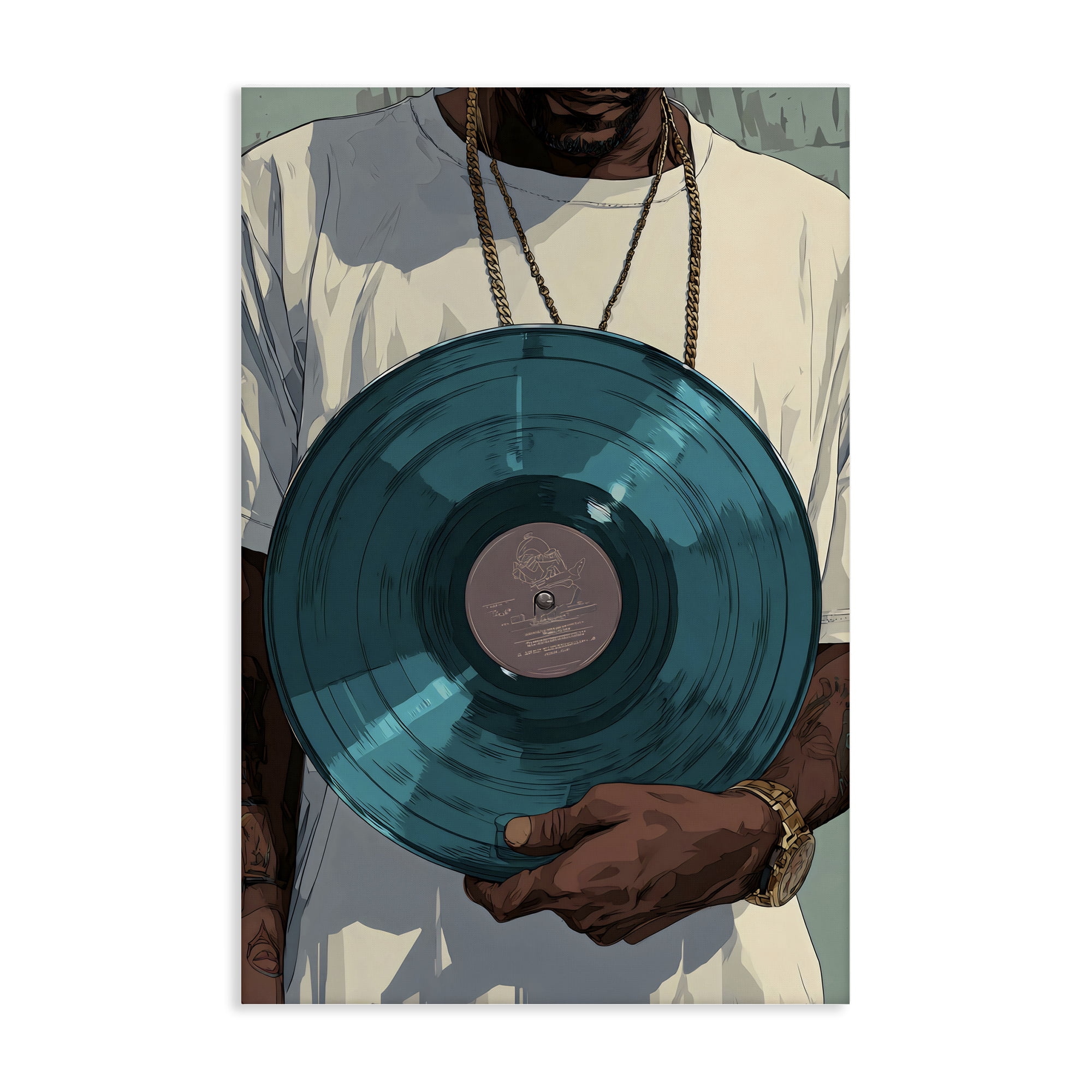 Stupell Industries Musician & Blue Music Record Canvas Wall Art, design by Franklyn Gregory