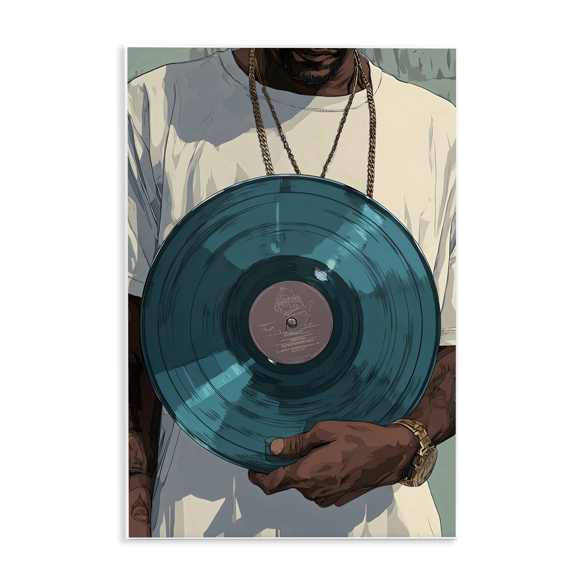 Stupell Industries Musician & Blue Music Record Wall Plaque Art, design by Franklyn Gregory
