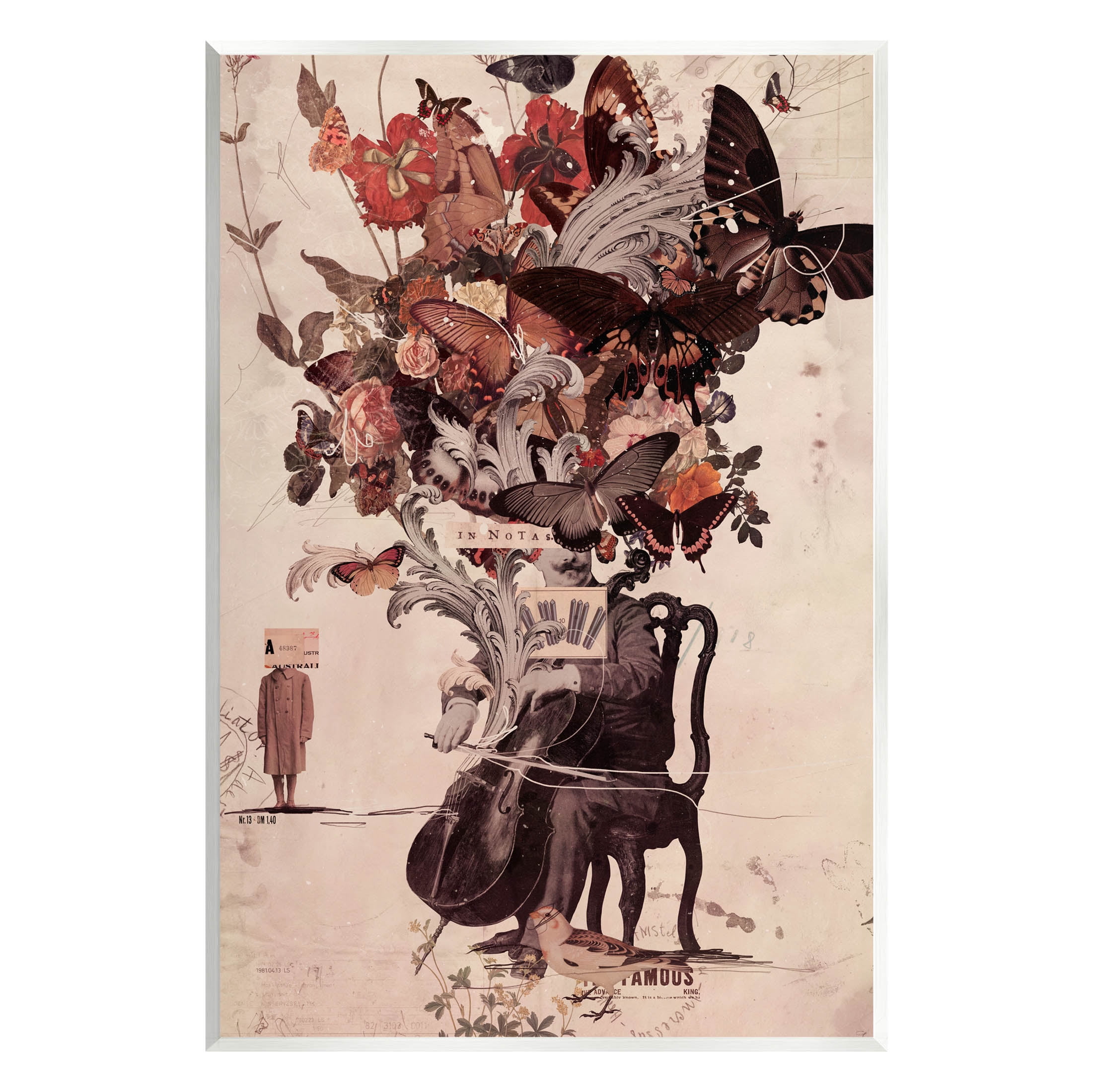 Stupell Industries Musician Butterfly Botanicals Collage Graphic Art Unframed Art Print Wall Art, Design by Matheus Lopes Castro