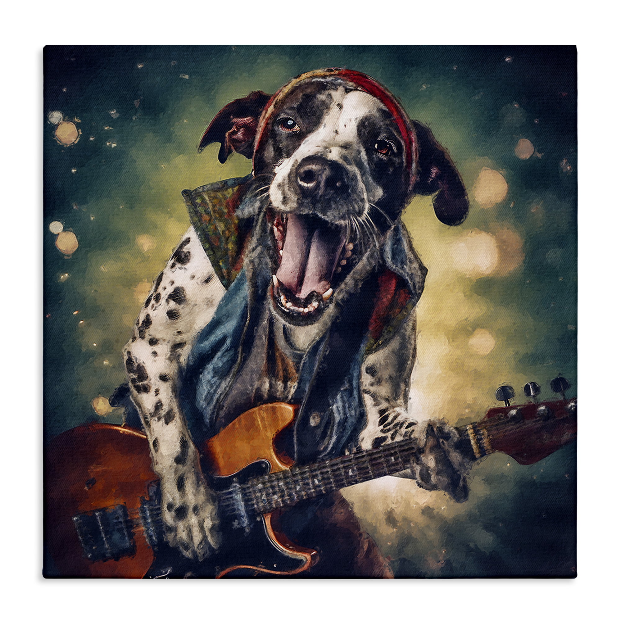 Stupell Industries Musician Dog Singing Animals Painting Wrapped Canvas Art Print Wall Art, 24 x 24