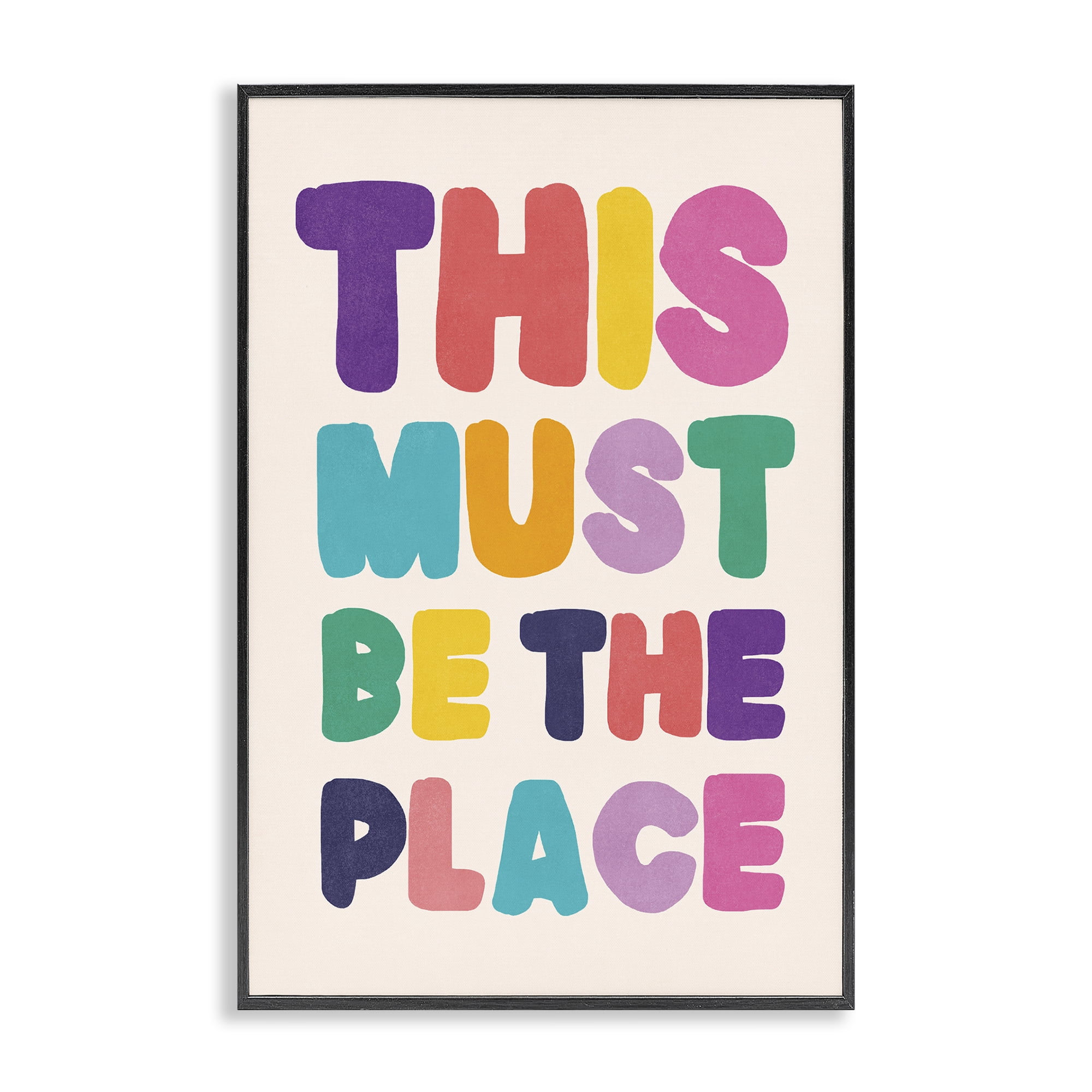 Stupell Industries Must Be The Place Phrase Text & Numbers Painting Black Framed Art Print Wall Art, 16 x 24