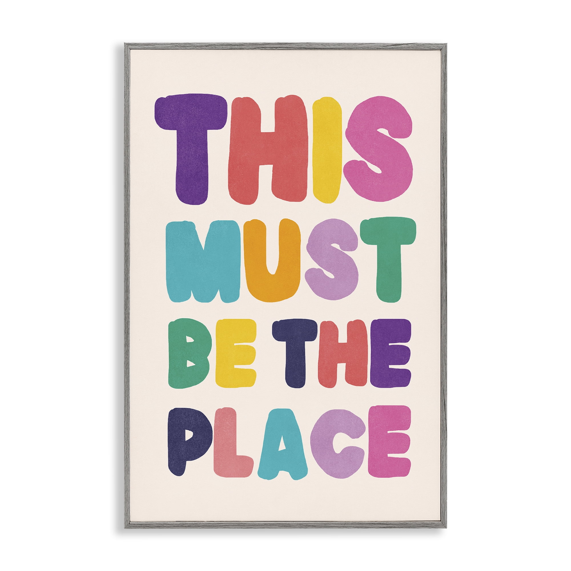 Stupell Industries Must Be The Place Phrase Text & Numbers Painting Gray Framed Art Print Wall Art, 20 x 30