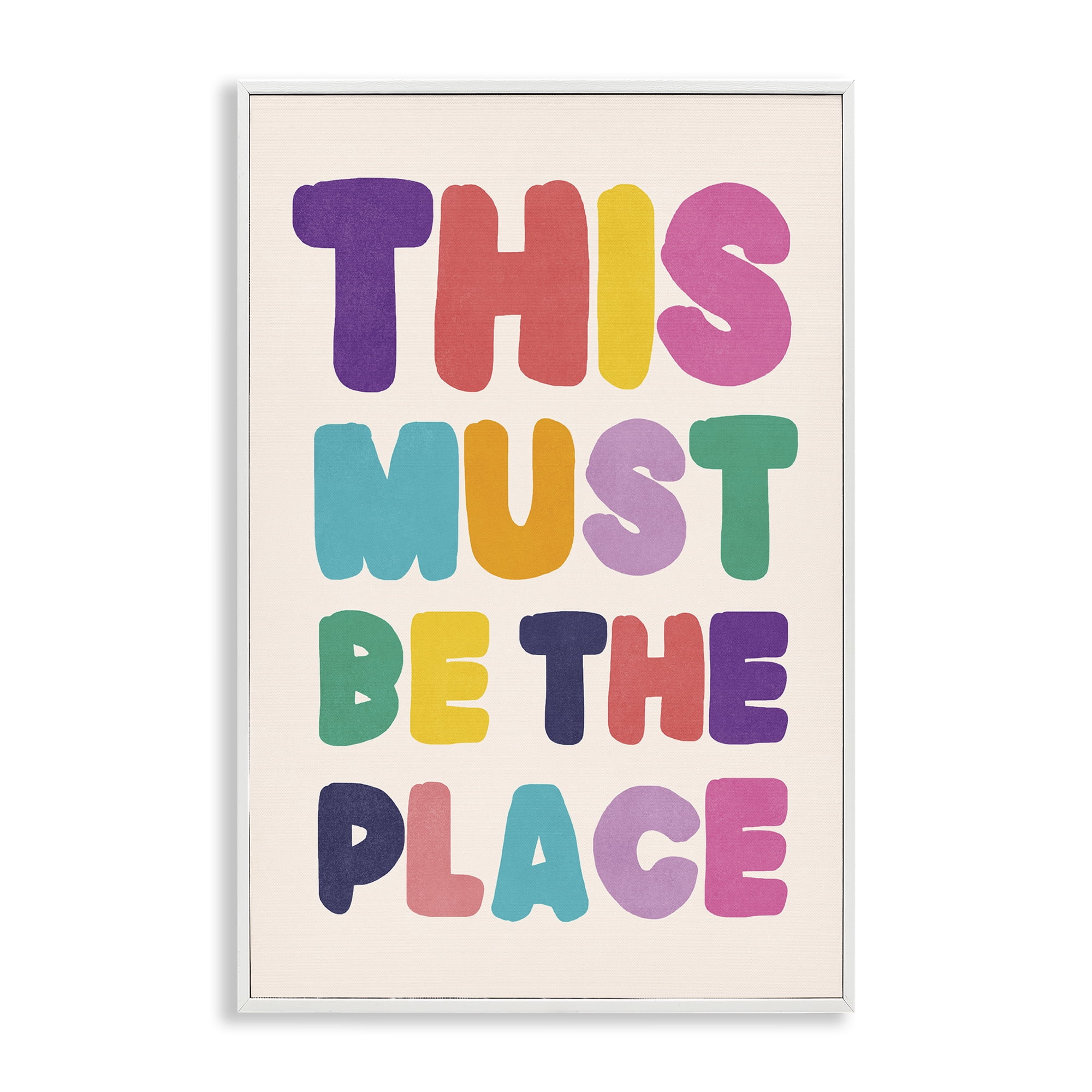 Stupell Industries Must Be The Place Phrase Text & Numbers Painting White Framed Art Print Wall Art, 20 x 30