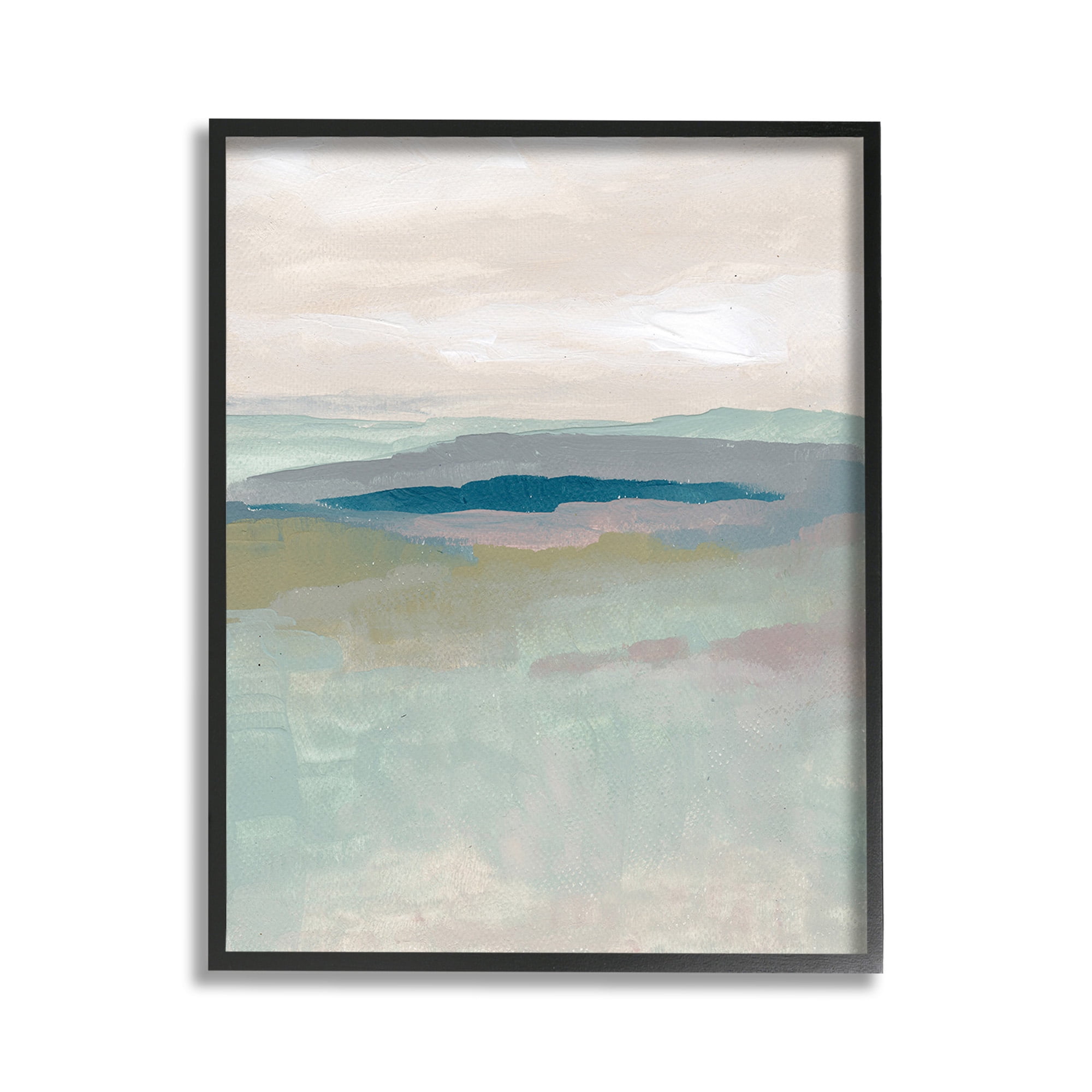Stupell Industries Muted Abstract Beach Landscape Abstract Painting Black Framed Art Print Wall Art, 11 x 14