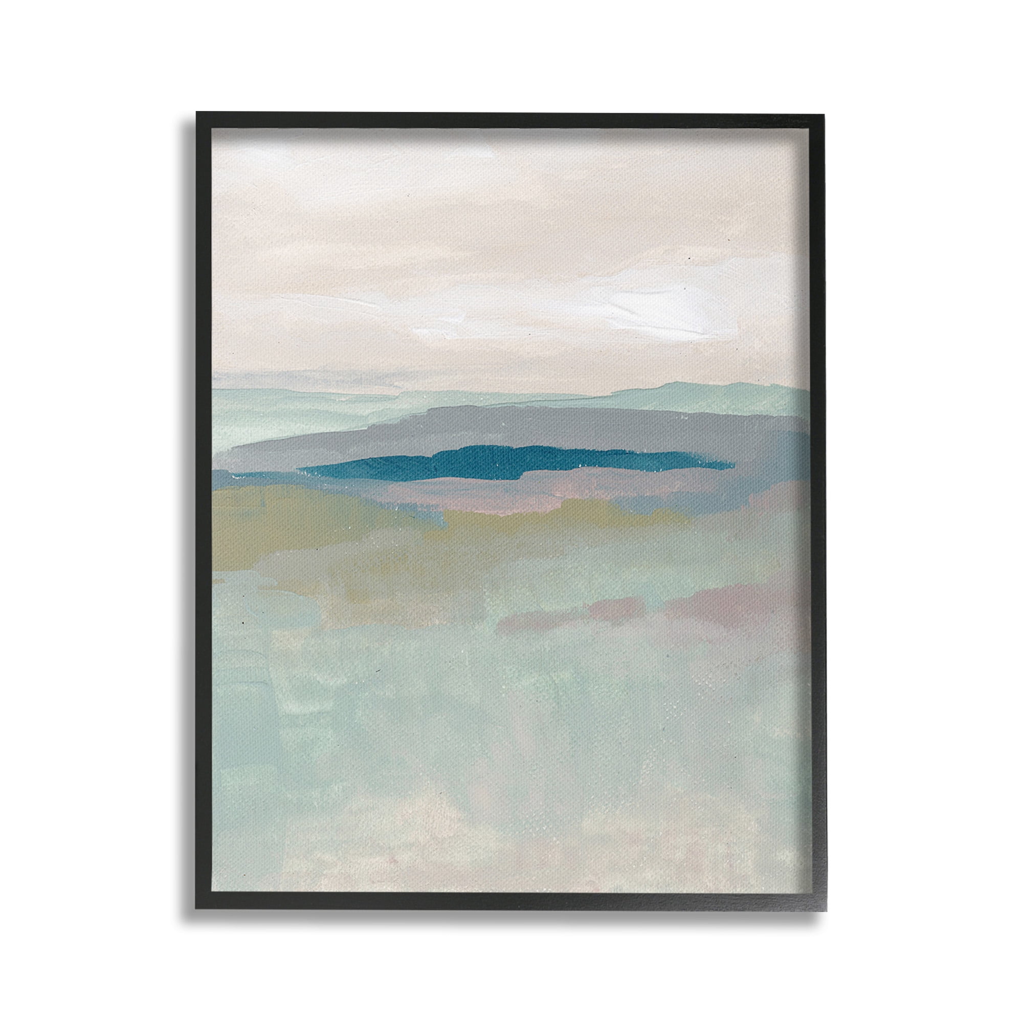 Stupell Industries Muted Abstract Beach Landscape Abstract Painting Black Framed Art Print Wall Art, 24 x 30