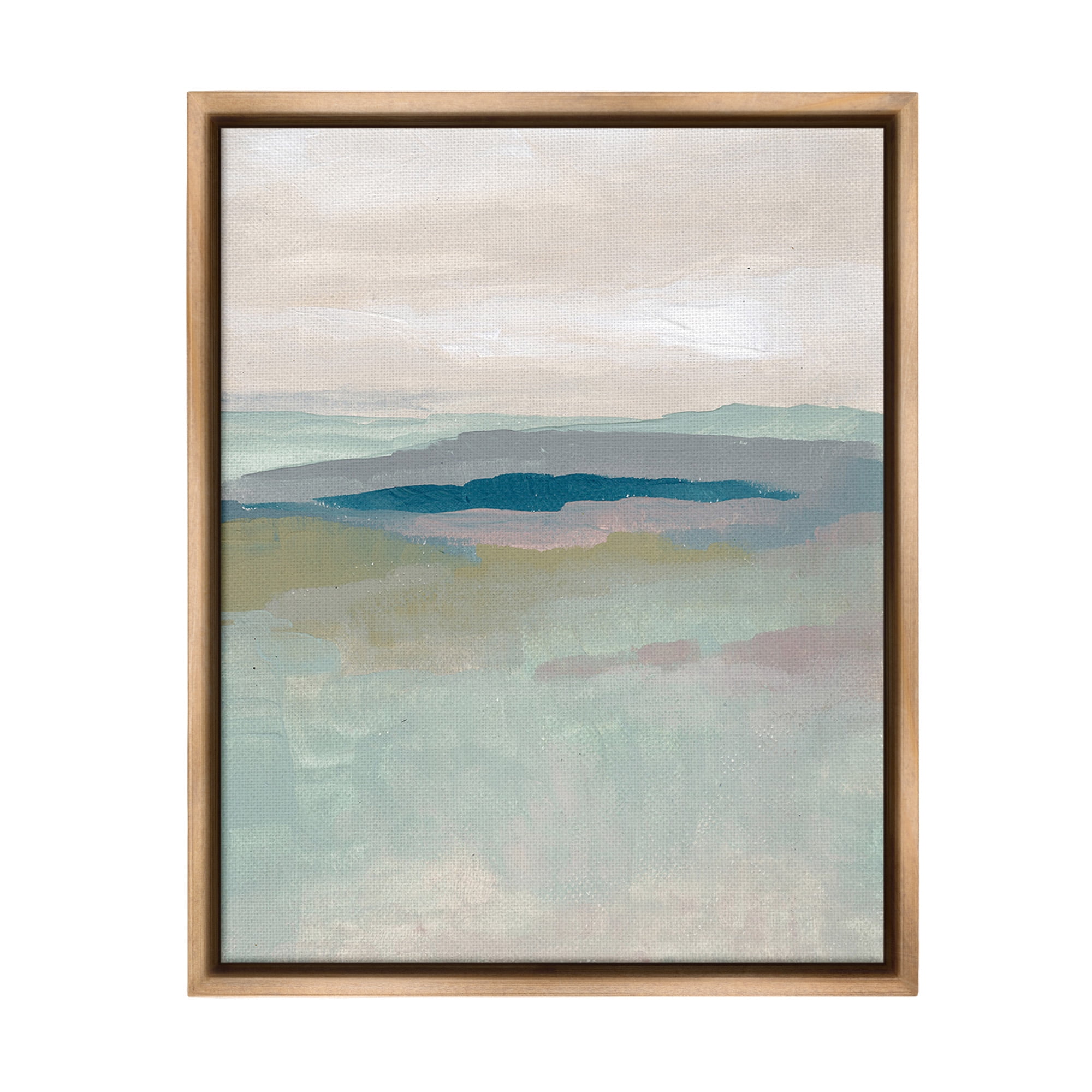 Stupell Industries Muted Abstract Beach Landscape Abstract Painting Brown Floater Framed Canvas Art Print Wall Art, 25 x 31