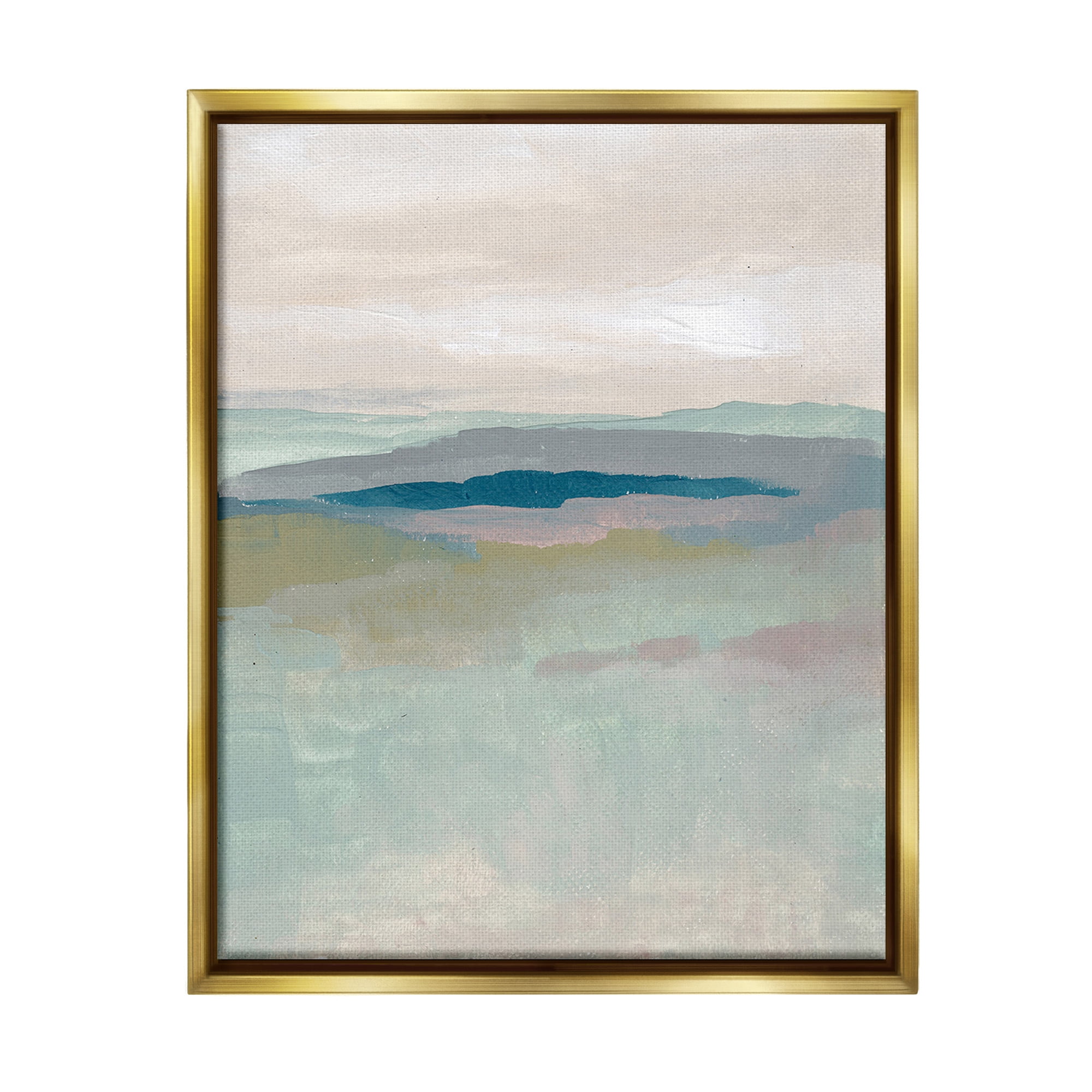 Stupell Industries Muted Abstract Beach Landscape Abstract Painting Gold Floater Framed Canvas Art Print Wall Art, 17 x 21