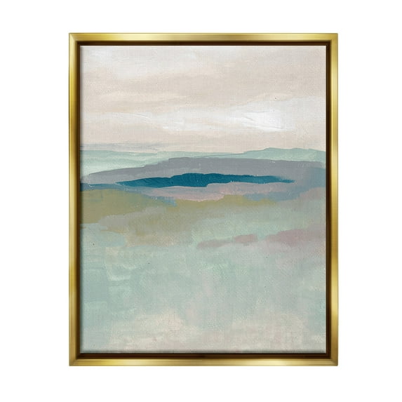 Stupell Industries Muted Abstract Beach Landscape Abstract Painting Gold Floater Framed Canvas Art Print Wall Art, 17 x 21
