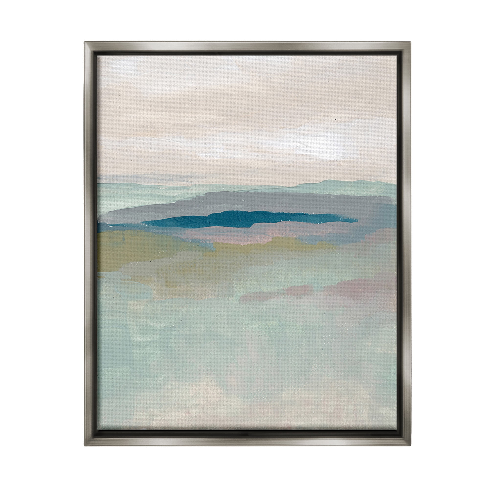 Stupell Industries Muted Abstract Beach Landscape Abstract Painting Gray Floater Framed Canvas Art Print Wall Art, 17 x 21