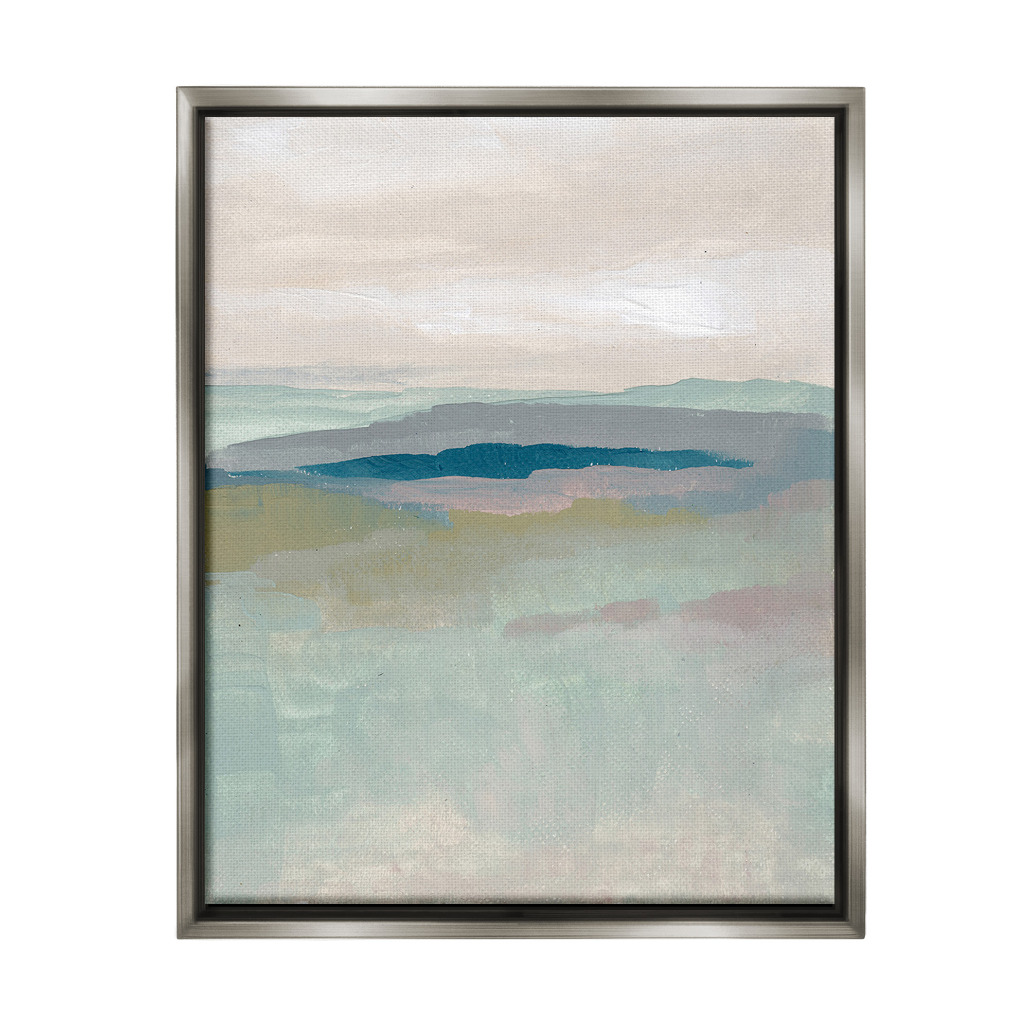 Stupell Industries Muted Abstract Beach Landscape Abstract Painting Gray Floater Framed Canvas Art Print Wall Art, 25 x 31
